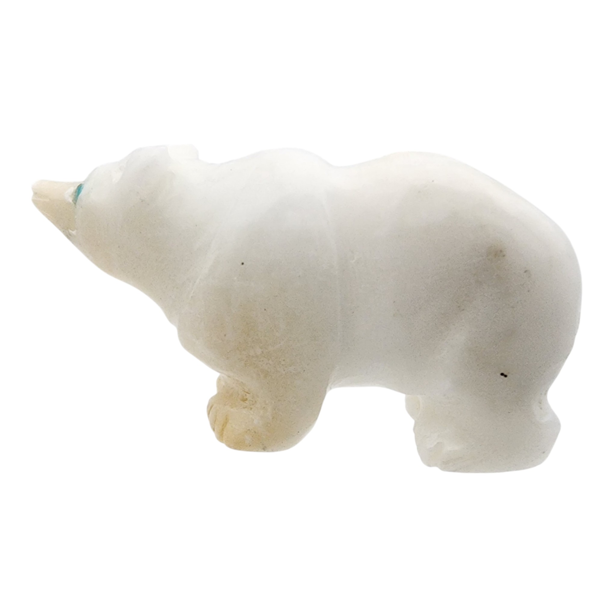 Zuni White Marble Bear Fetish Carving