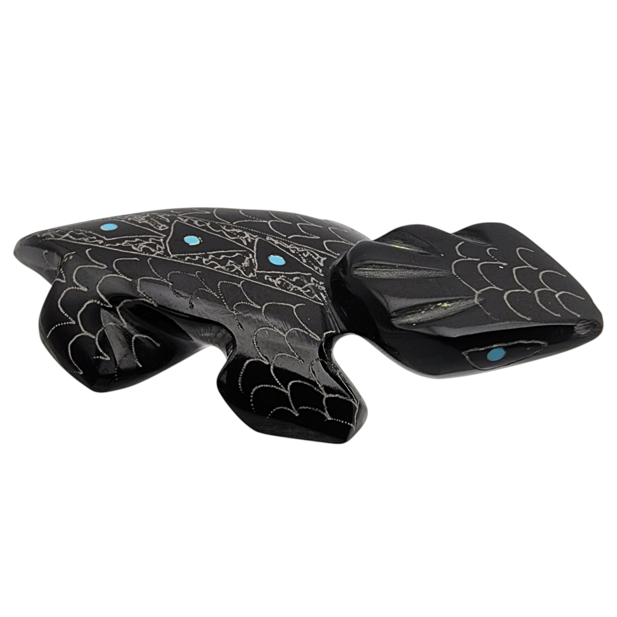 Russell Shack Zuni Black Marble Horned Lizard Fetish Carving