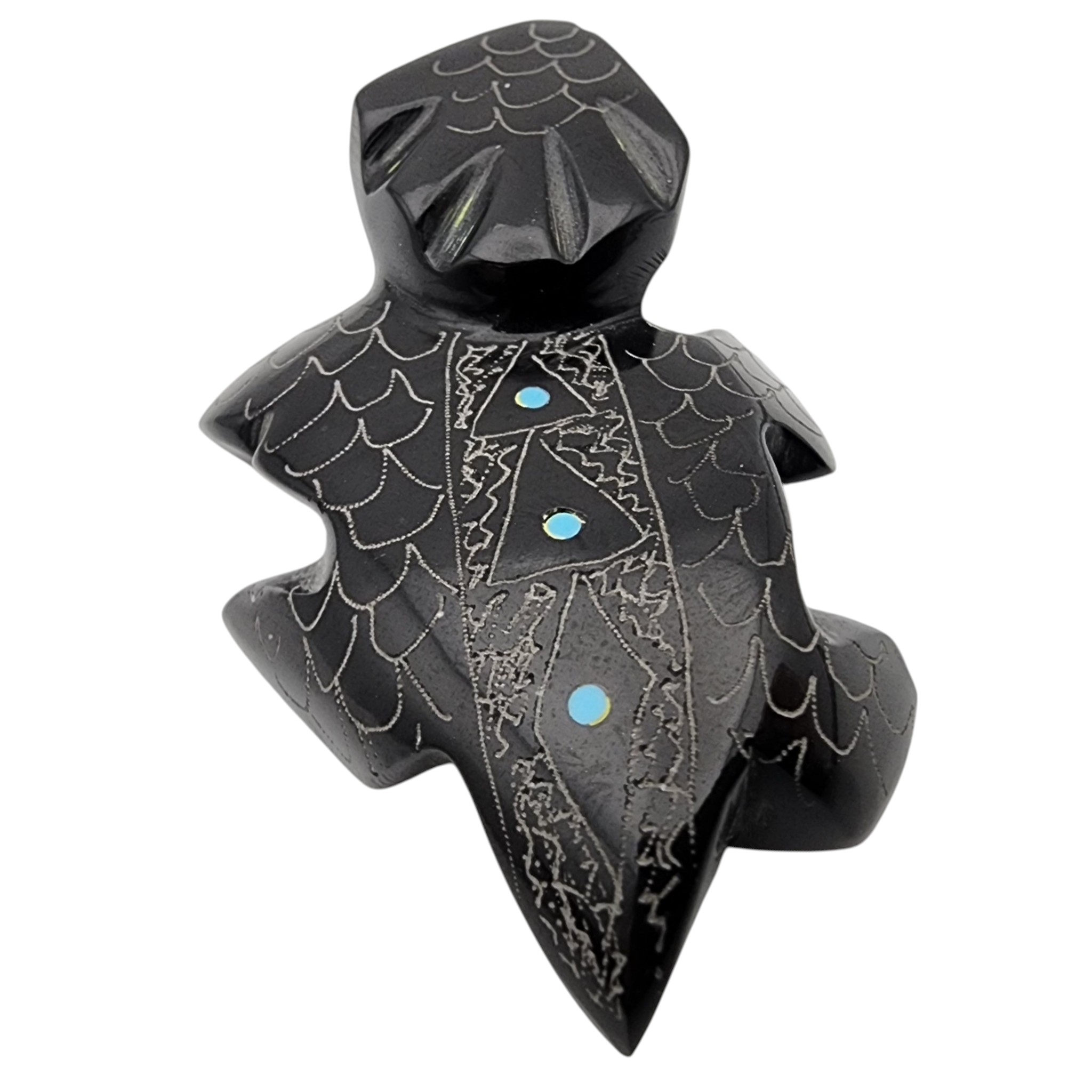 Russell Shack Zuni Black Marble Horned Lizard Fetish Carving