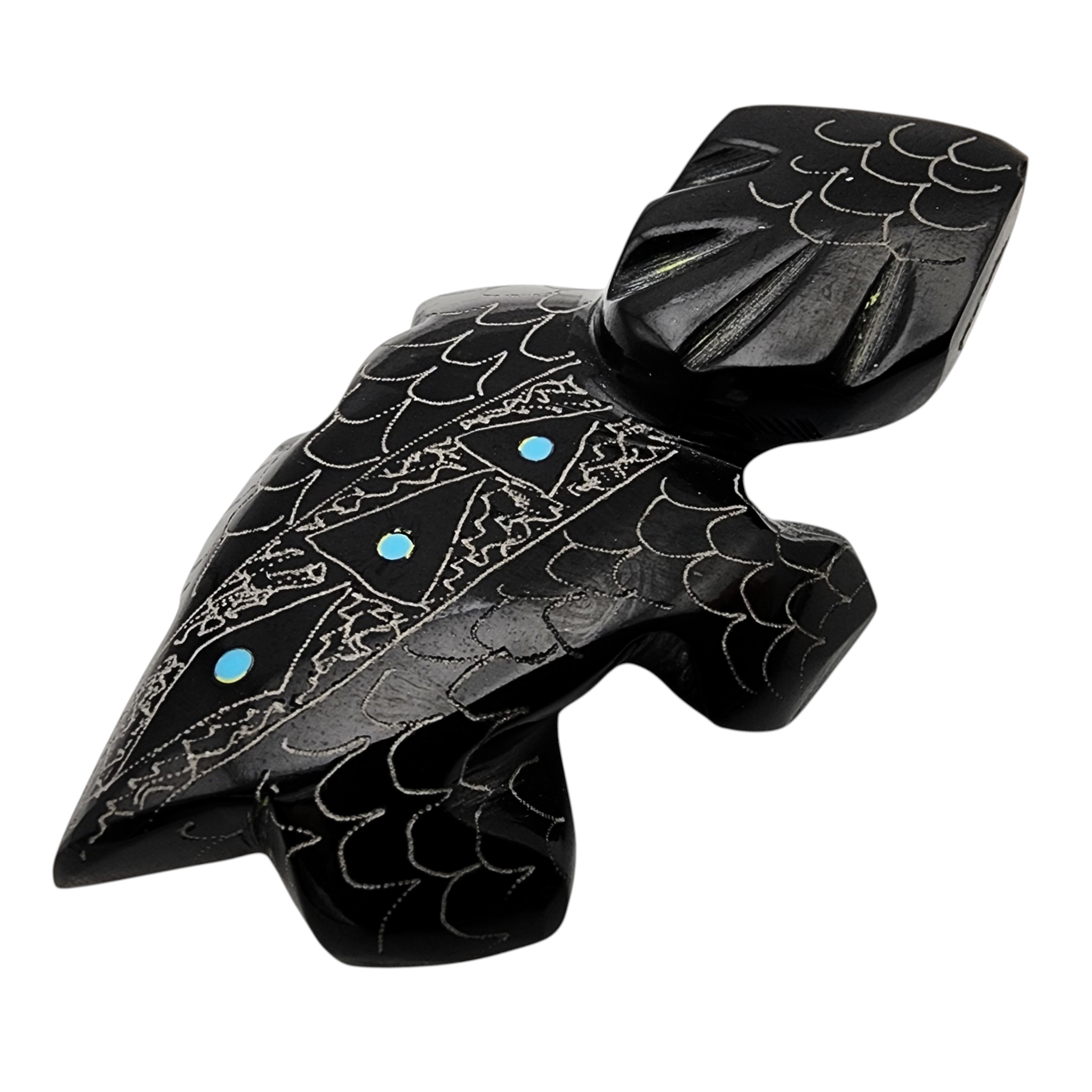 Russell Shack Zuni Black Marble Horned Lizard Fetish Carving