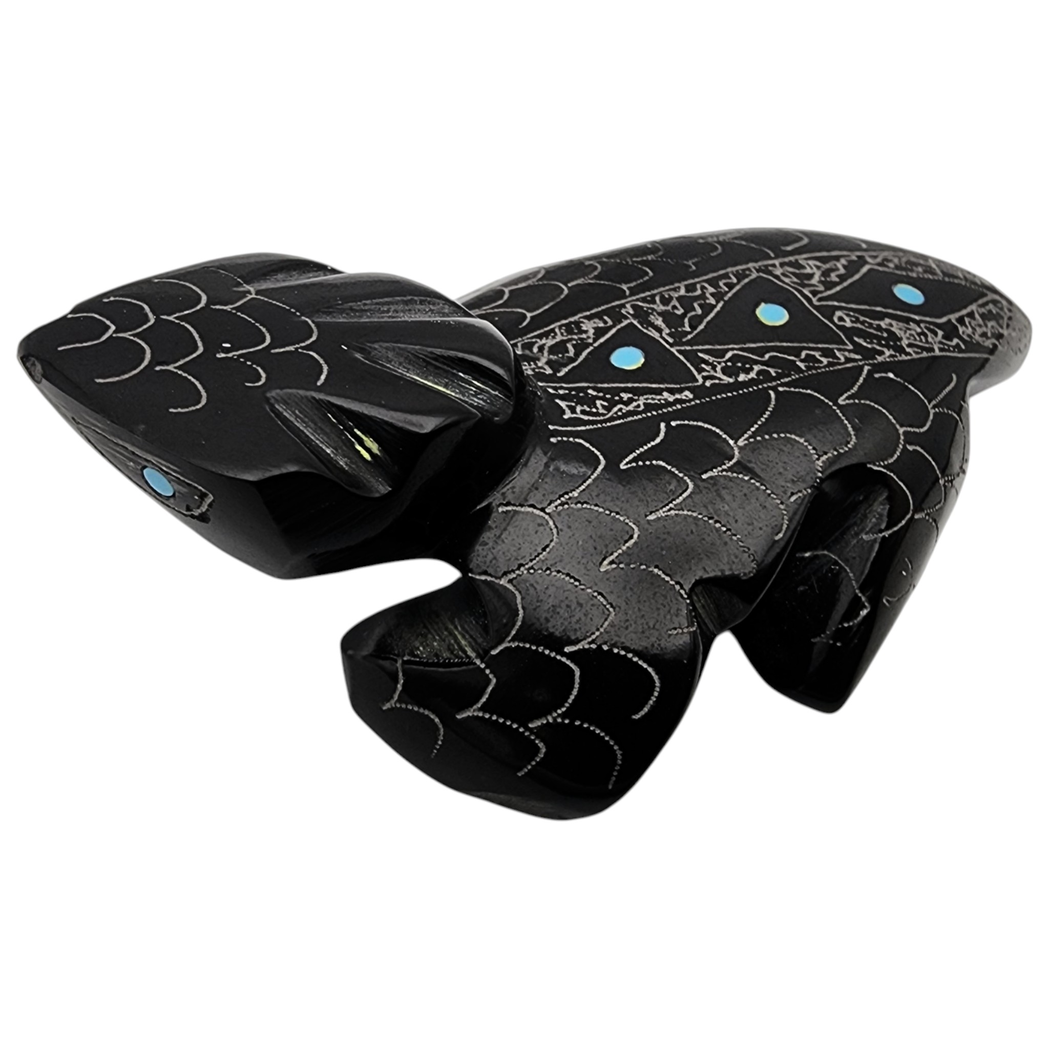 Russell Shack Zuni Black Marble Horned Lizard Fetish Carving