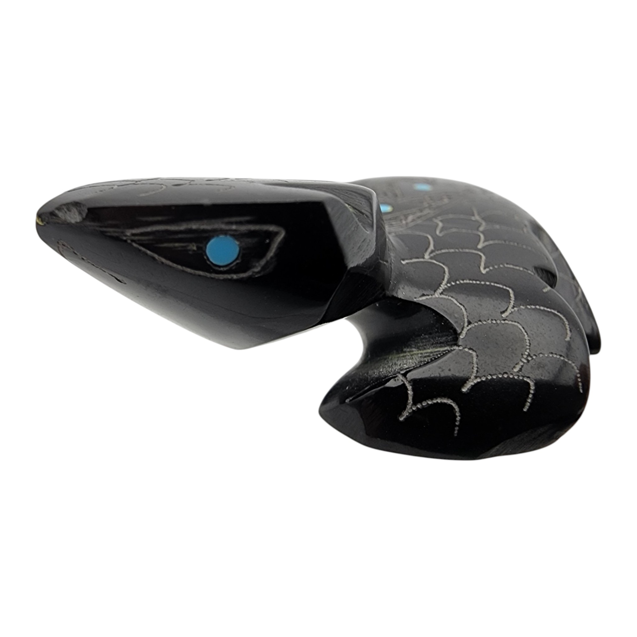 Russell Shack Zuni Black Marble Horned Lizard Fetish Carving