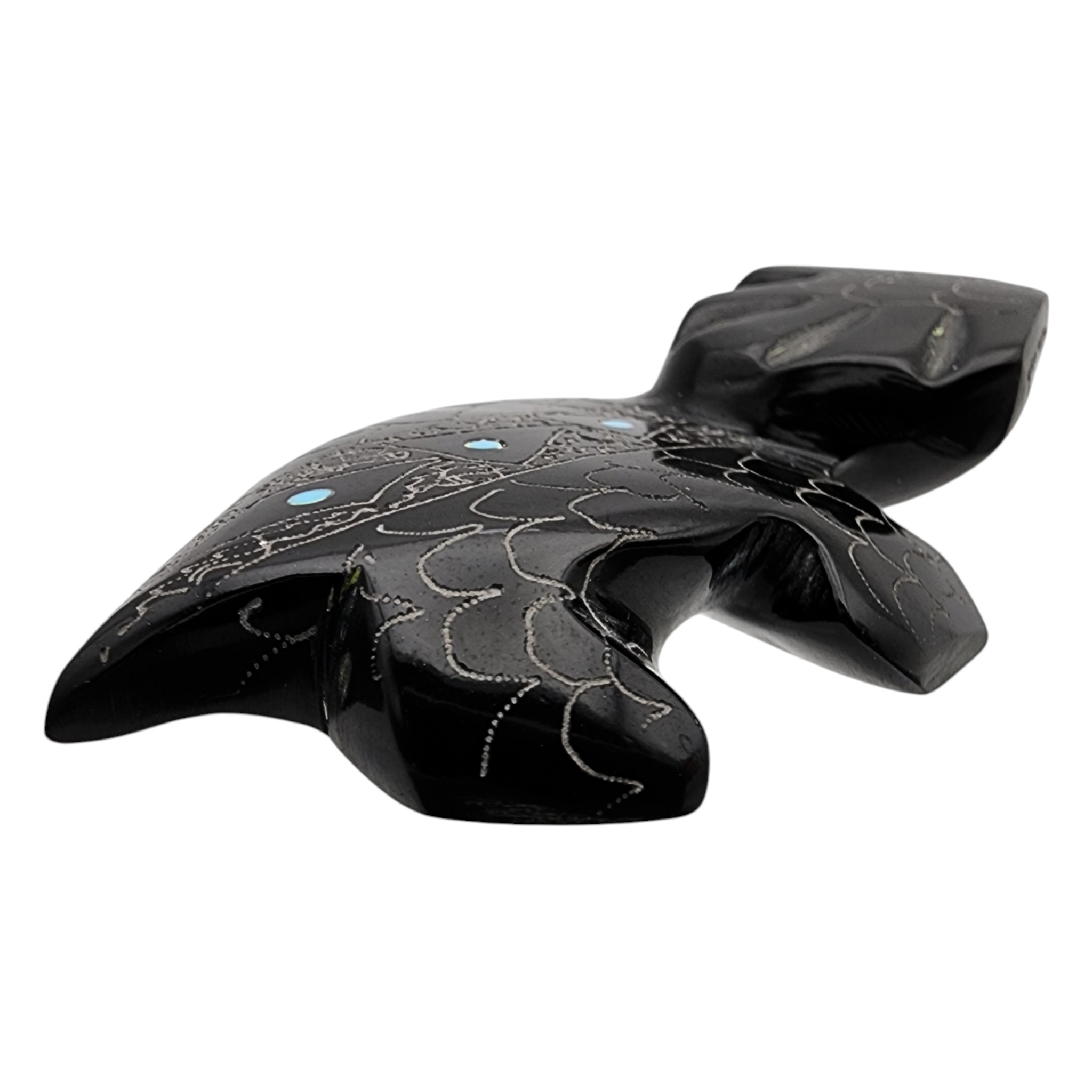 Russell Shack Zuni Black Marble Horned Lizard Fetish Carving
