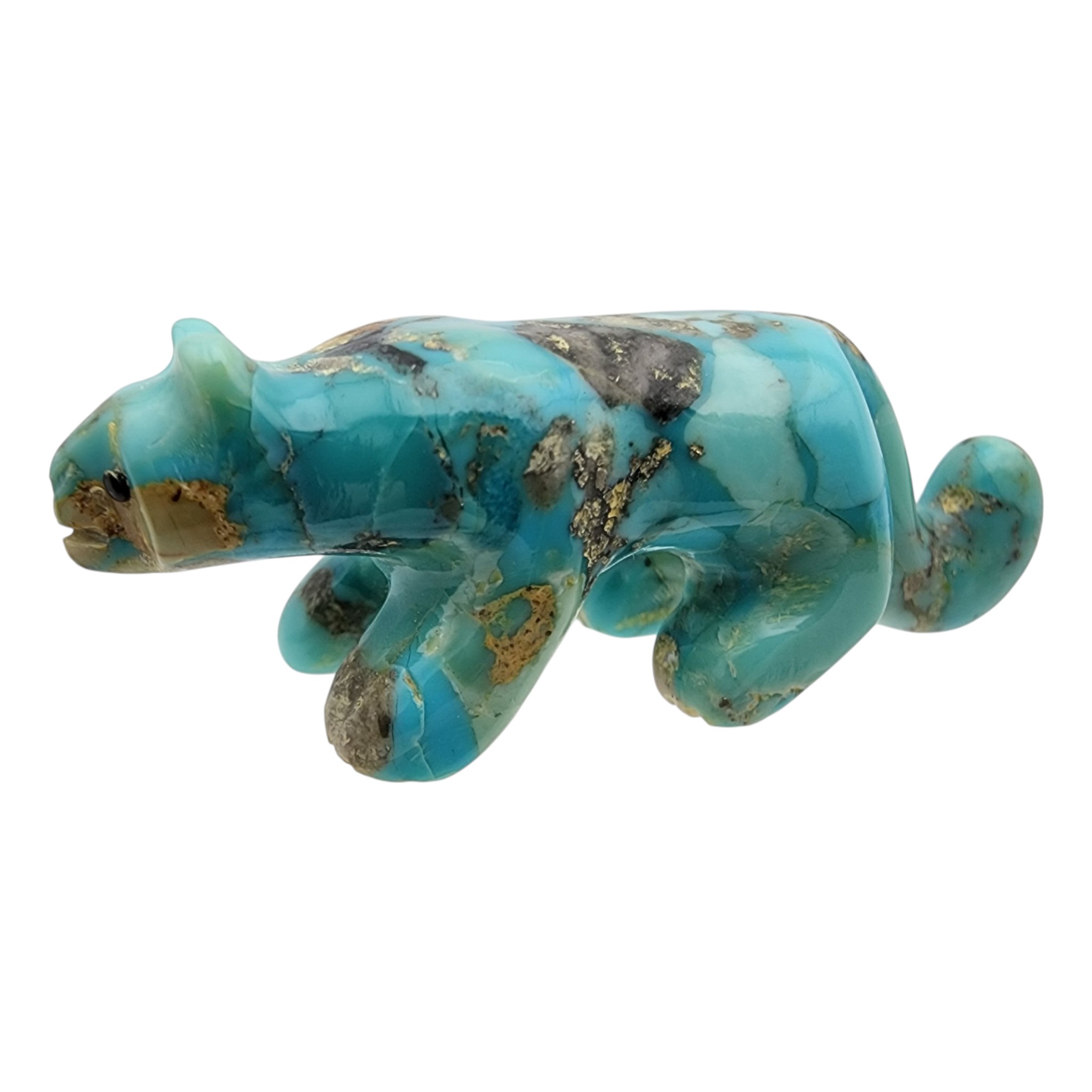 Signed Zuni Turquoise Mountain Lion Fetish Carving