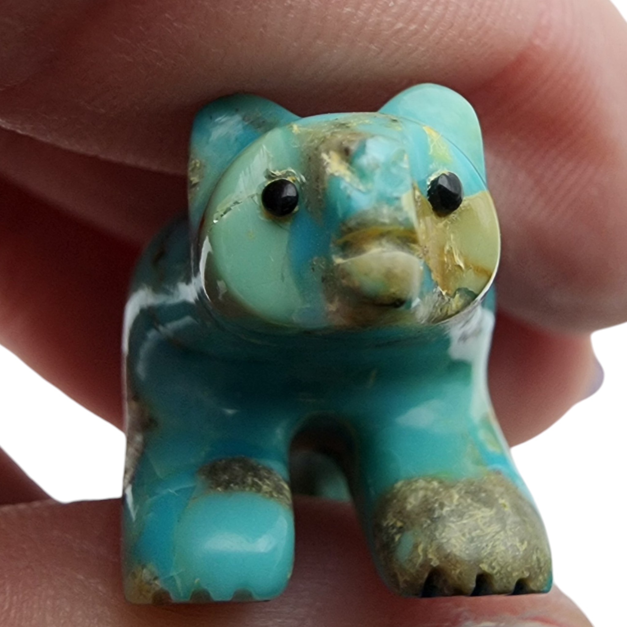 Signed Zuni Turquoise Mountain Lion Fetish Carving