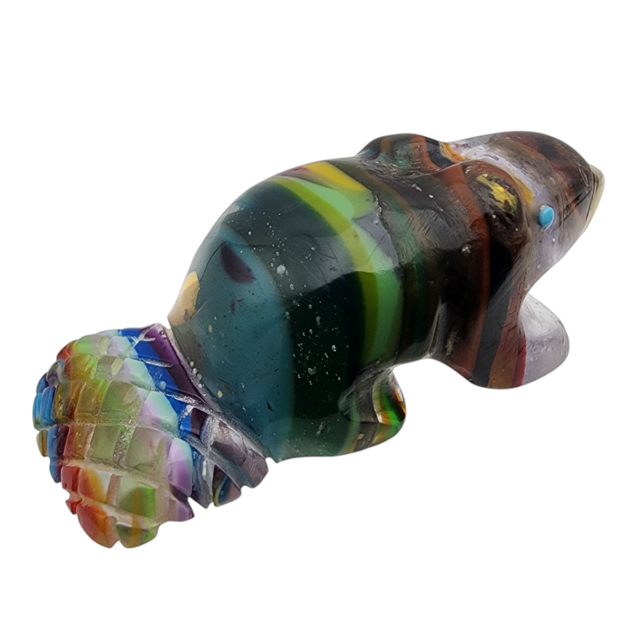 Signed Zuni Rainbow Surfite Beaver Carving Fetish Carving