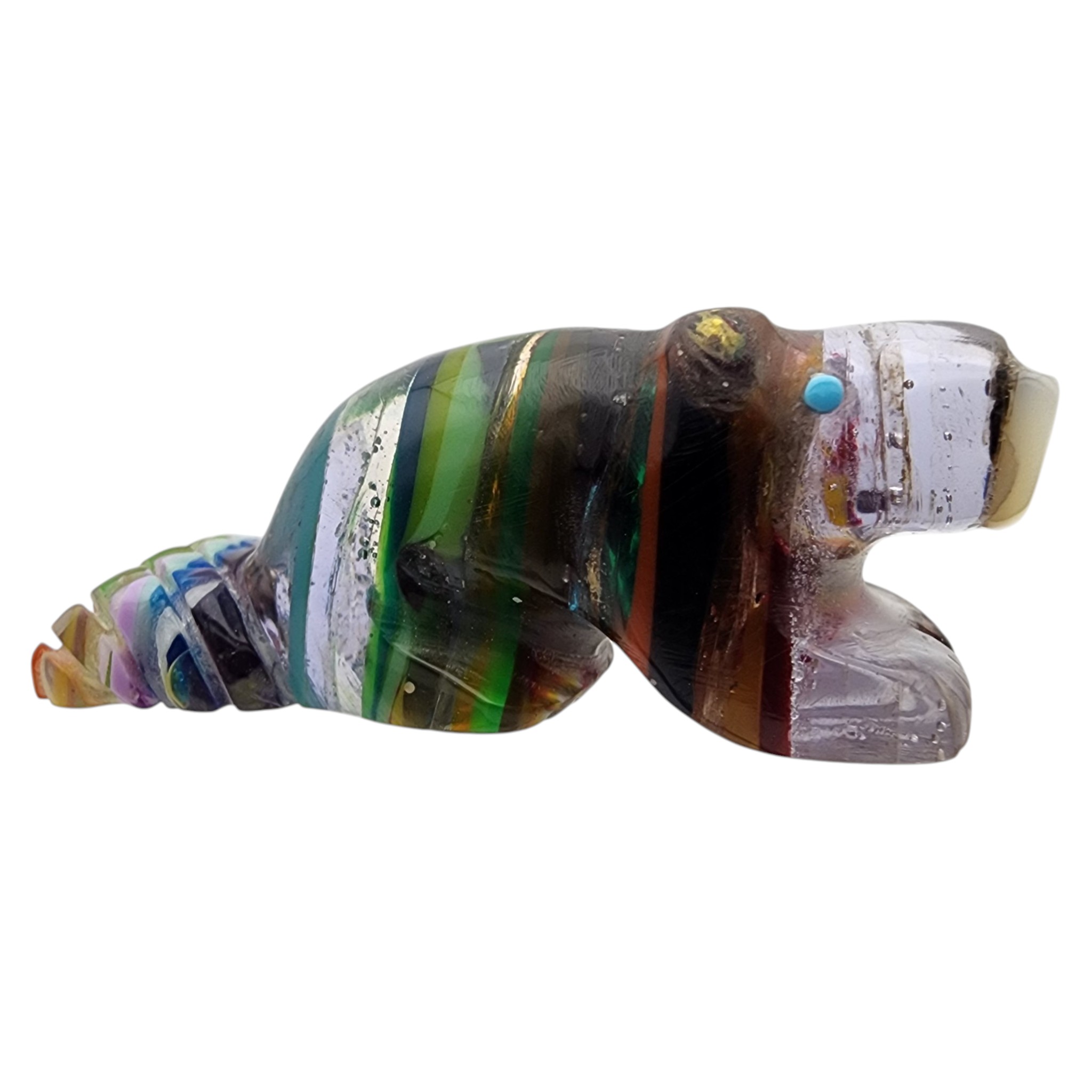 Signed Zuni Rainbow Surfite Beaver Carving Fetish Carving