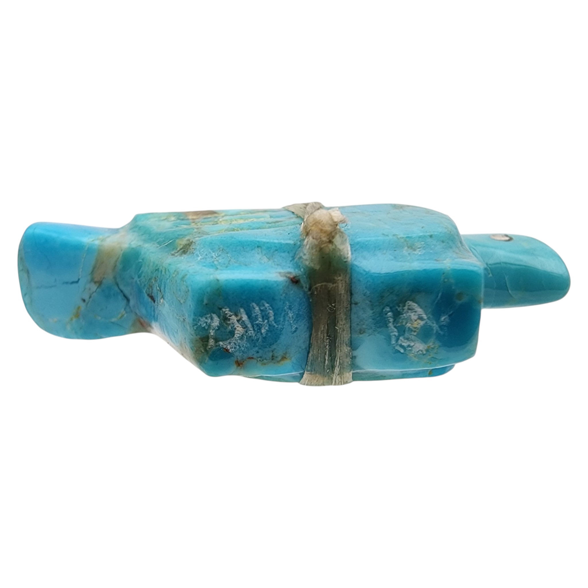 Signed Zuni Turquoise and Coral Offering Bird Fetish Carving