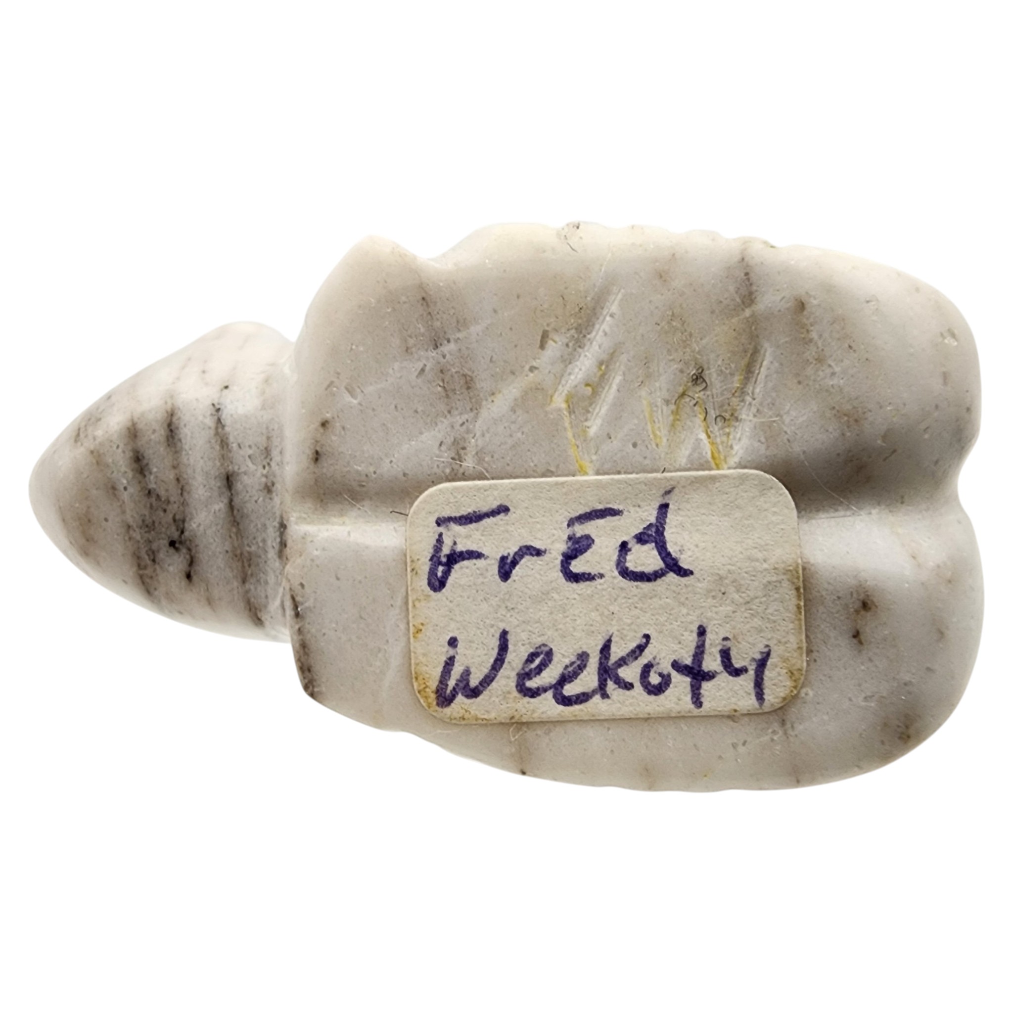Fred Weekoty Zuni White Marble Frog Fetish Carving