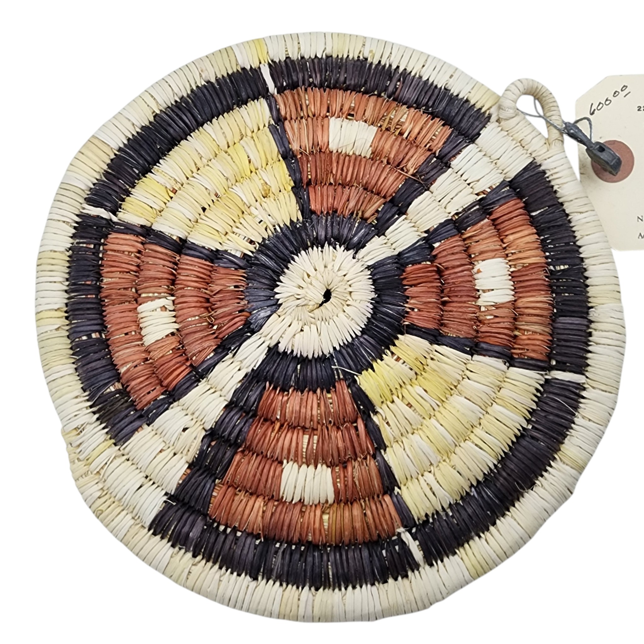 Daisy Dennis Hopi Geometric Polychrome Coil Plaque Basket