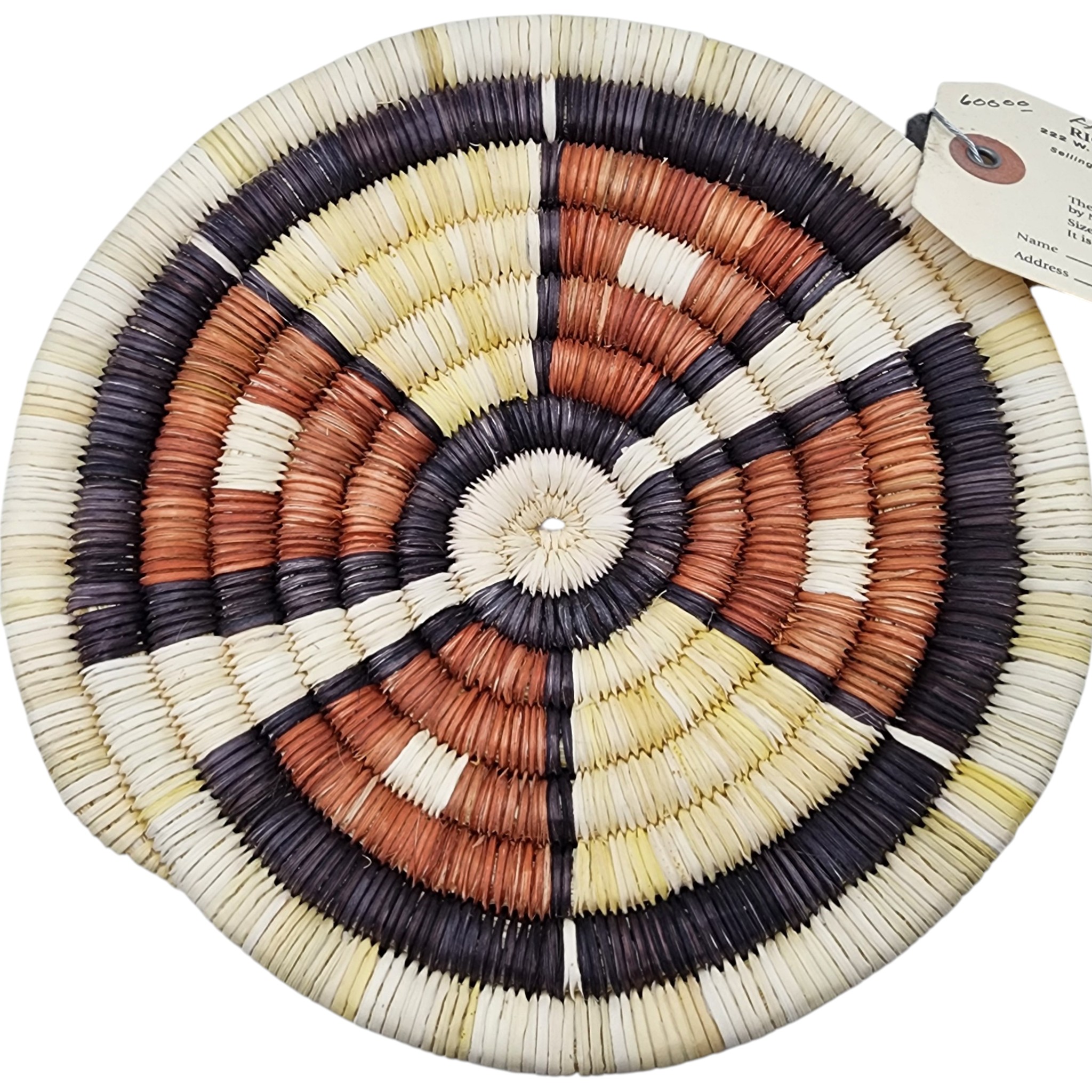 Daisy Dennis Hopi Geometric Polychrome Coil Plaque Basket