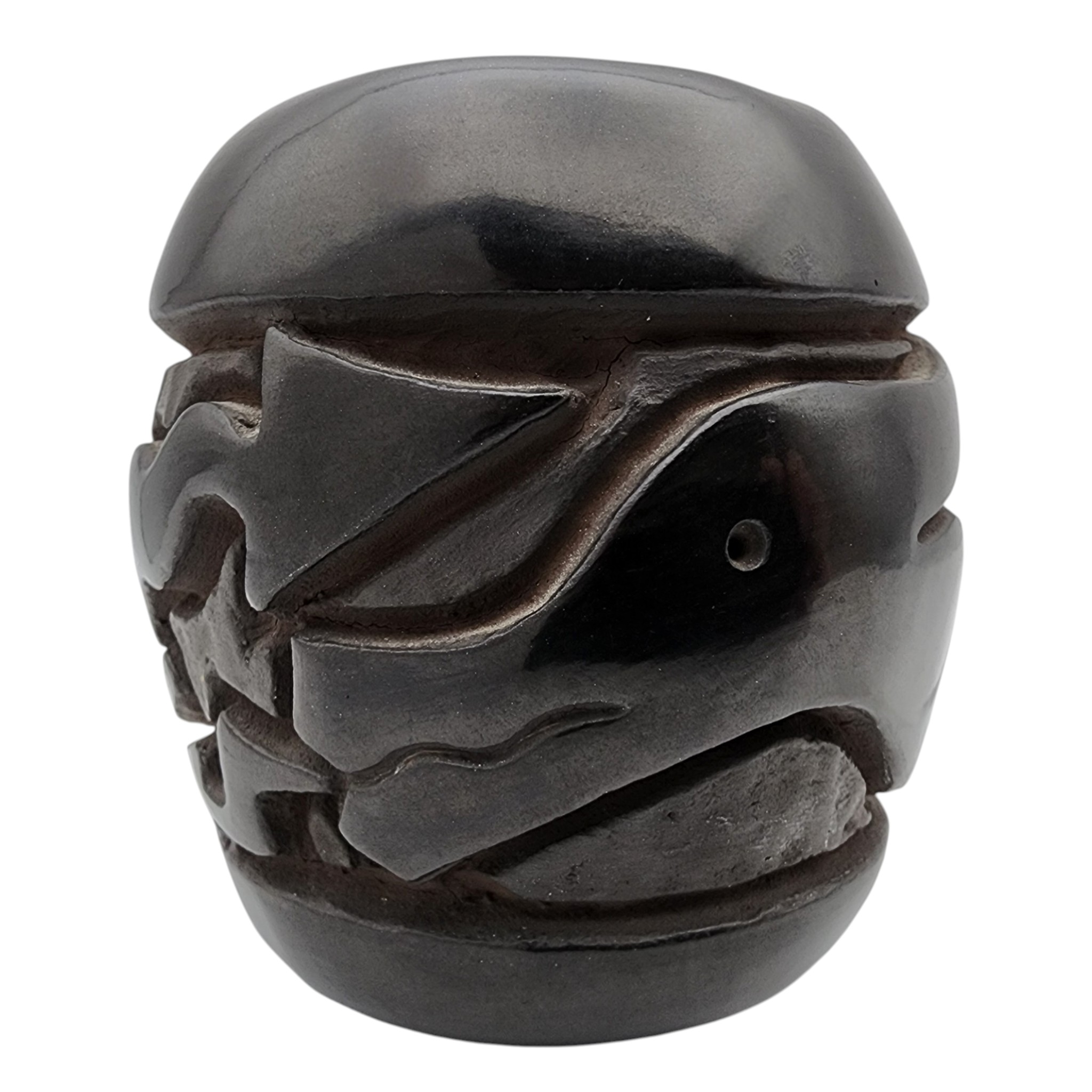 Phyllis & Marlin Hemlock Santa Clara Pueblo Carved Avanyu Blackware Pottery Vessel