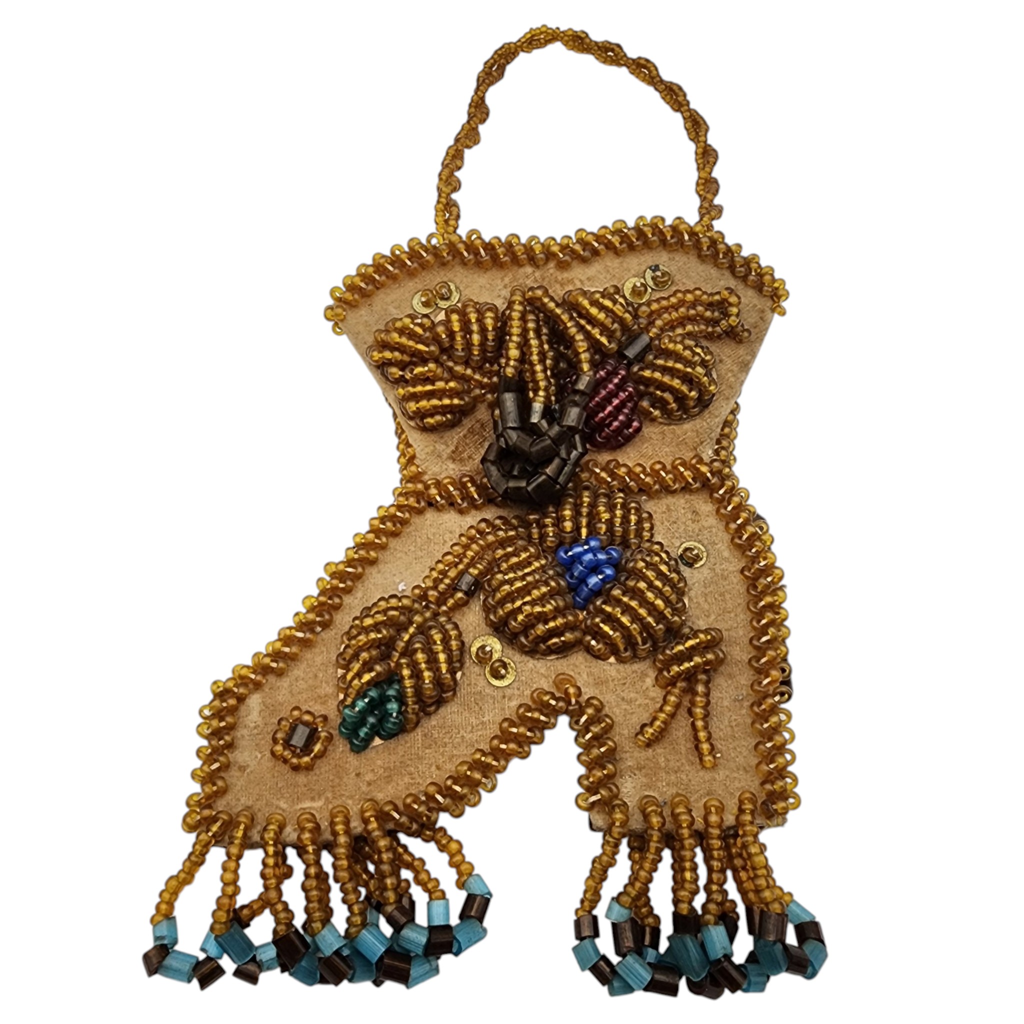 Antique Iroquois Native American Raised Beaded Boot Whimsy