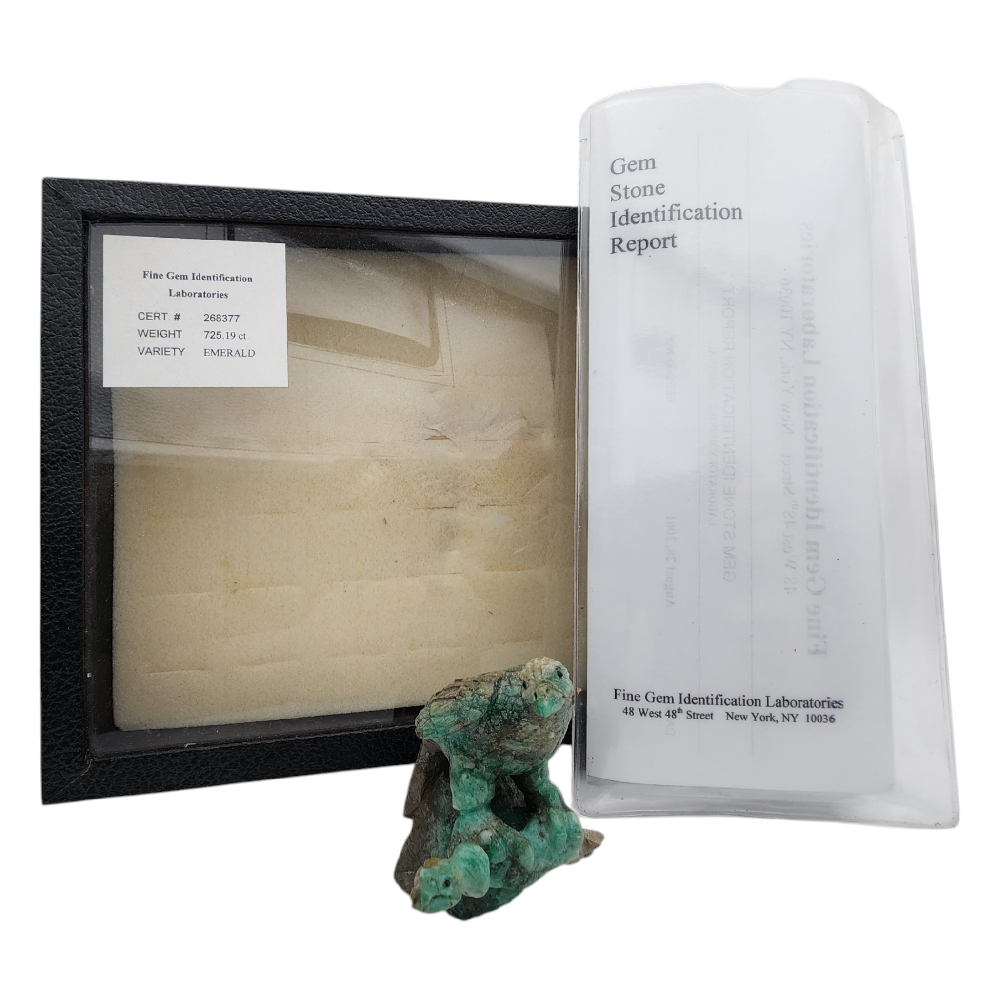 Certified Natural Colombian Emerald Eagle and Snake Carving