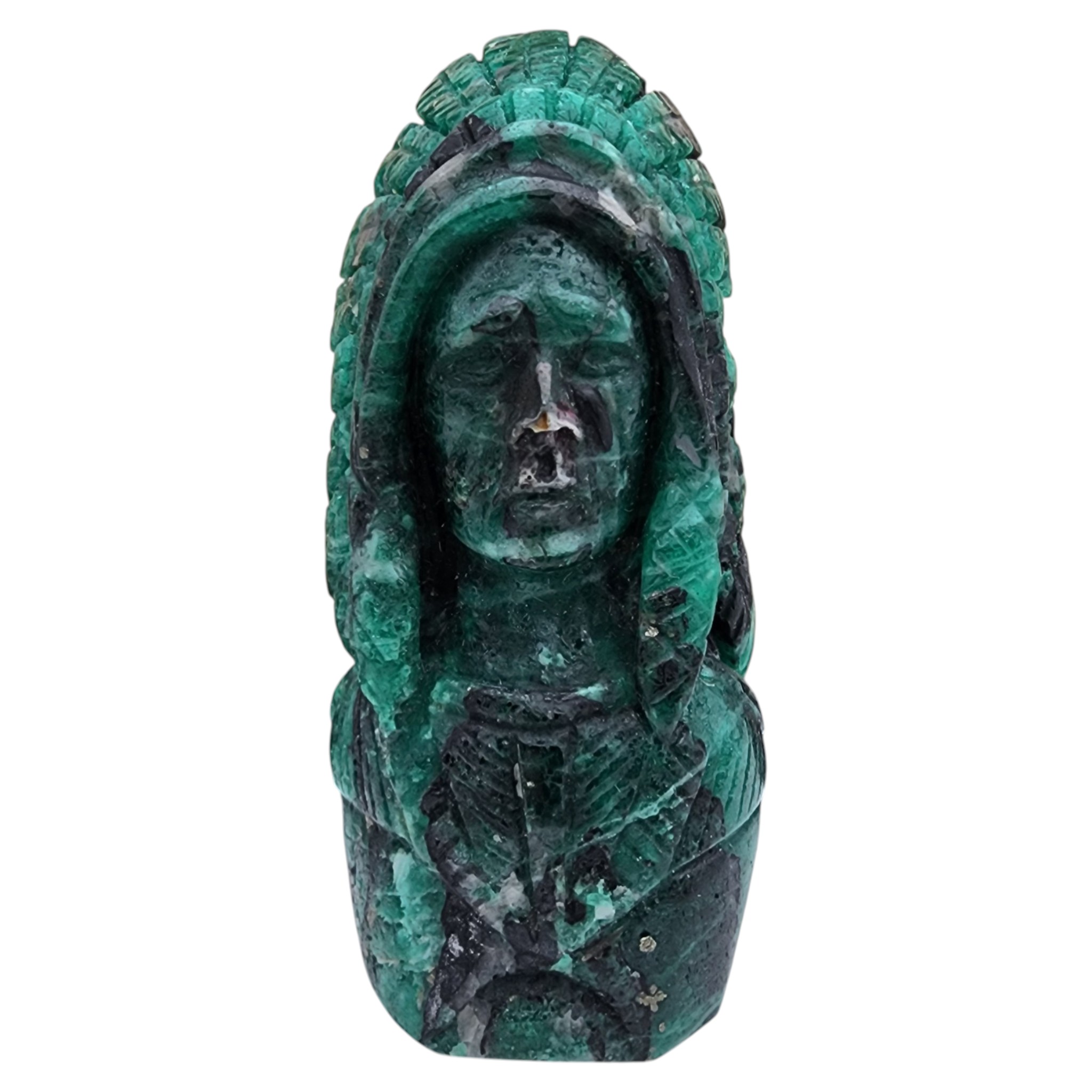 Certified Natural Colombian Emerald Indian Head Carving