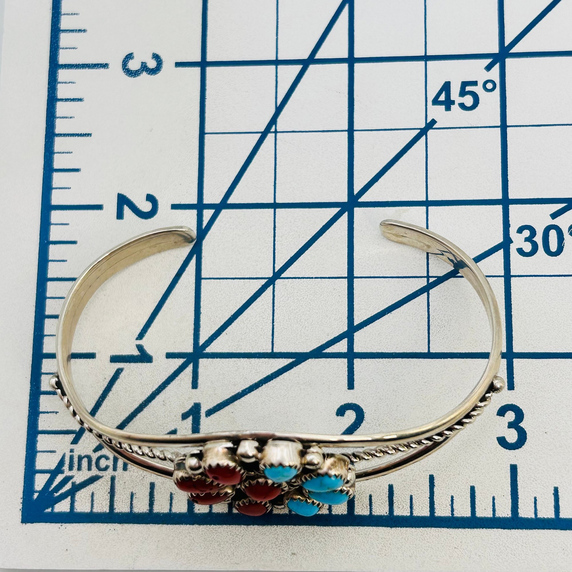 Darlene Begay Navajo Sterling Turquoise Coral Cuff