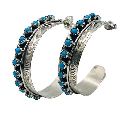 Chester Charley Navajo Sterling Kingman Turquoise Earring. Chester Charley Navajo Sterling 