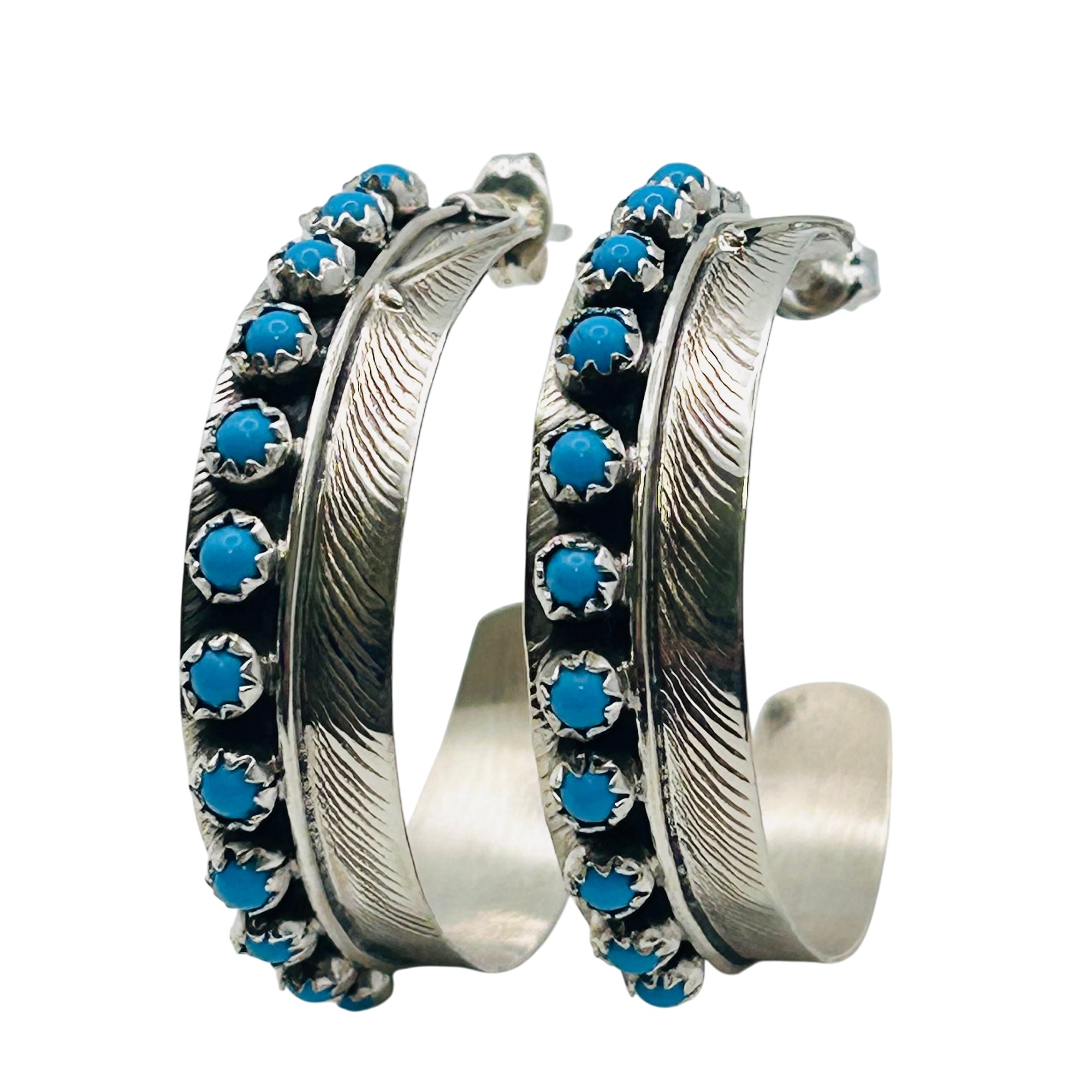 Chester Charley Navajo Sterling Kingman Turquoise Earring