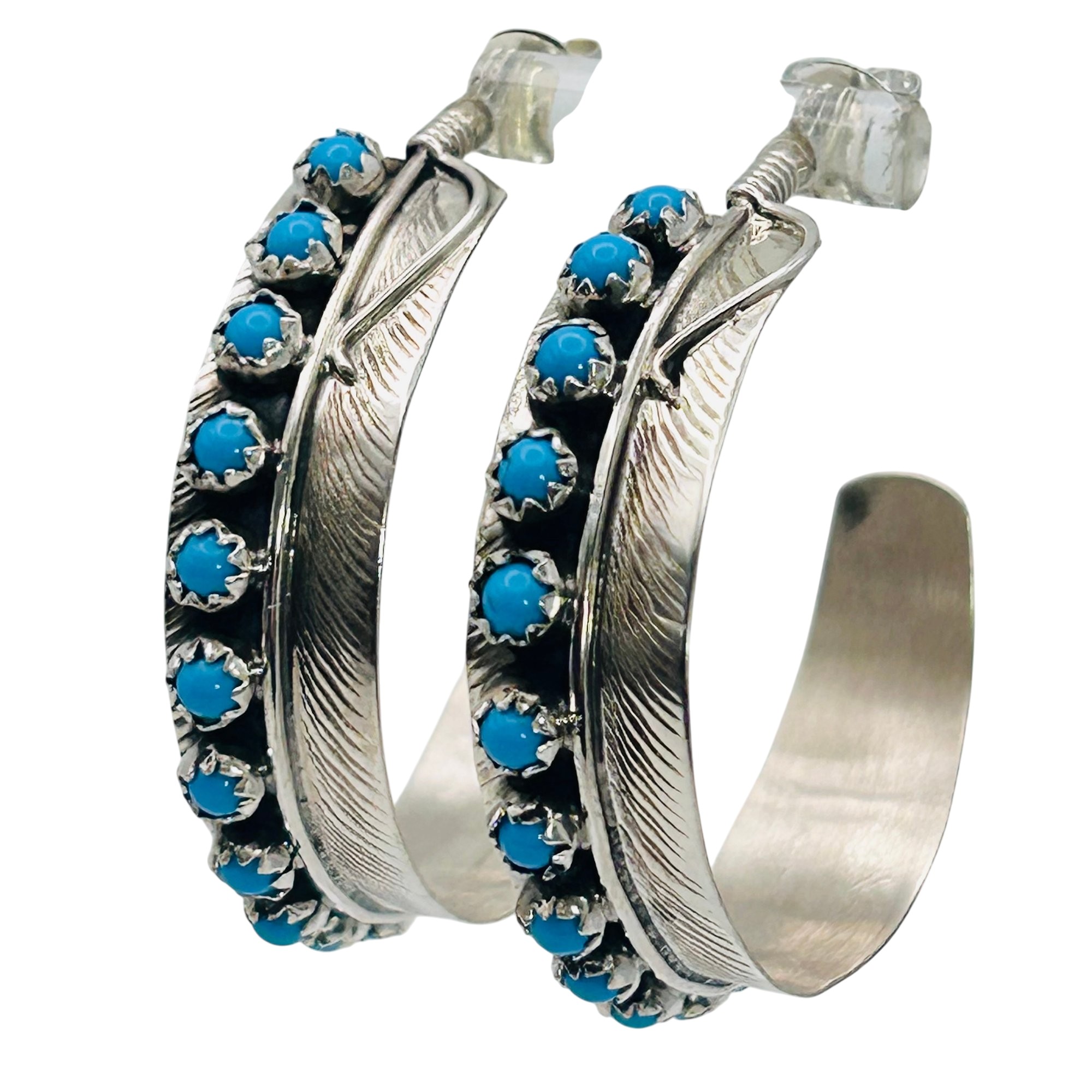 Chester Charley Navajo Sterling Kingman Turquoise Earring