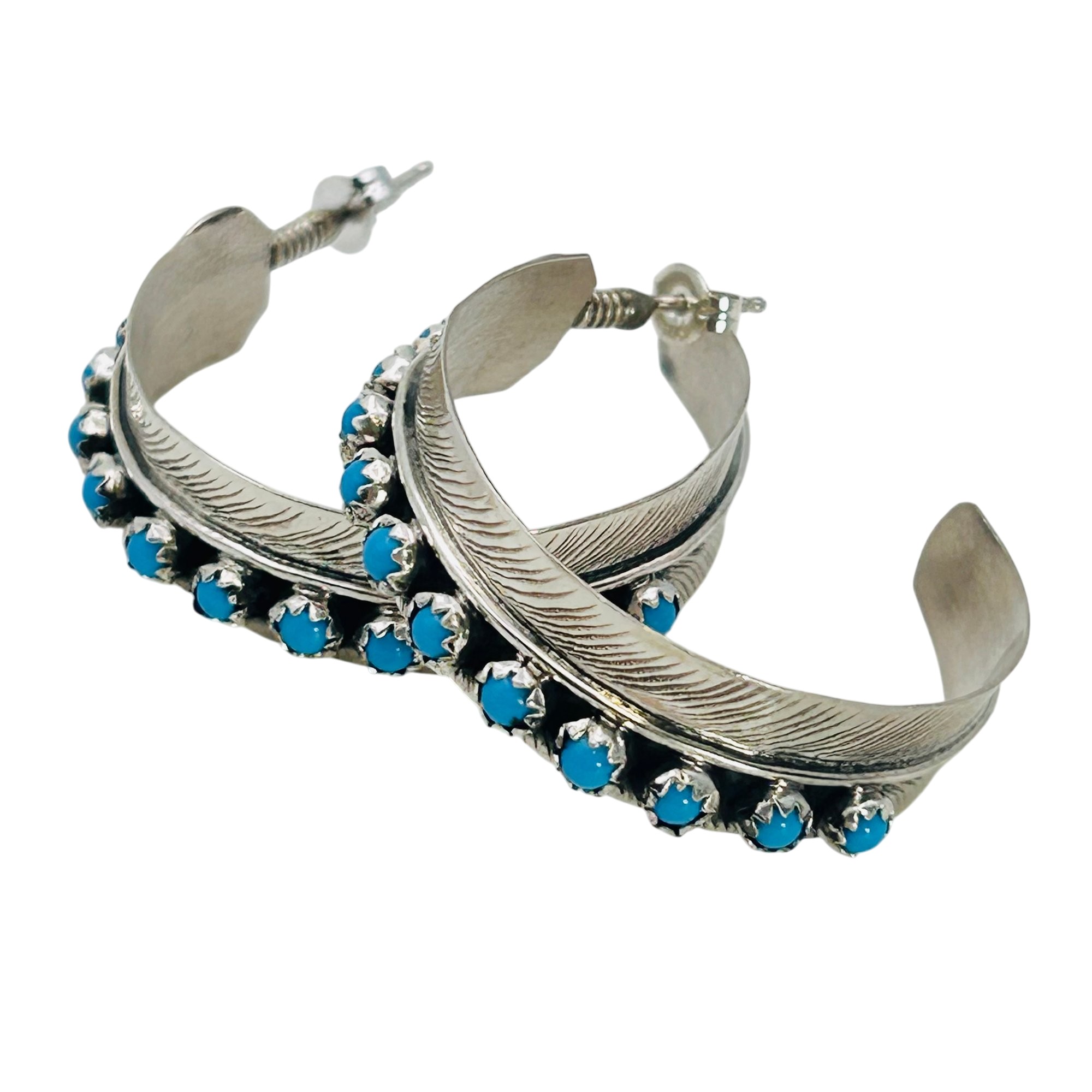 Chester Charley Navajo Sterling Kingman Turquoise Earring
