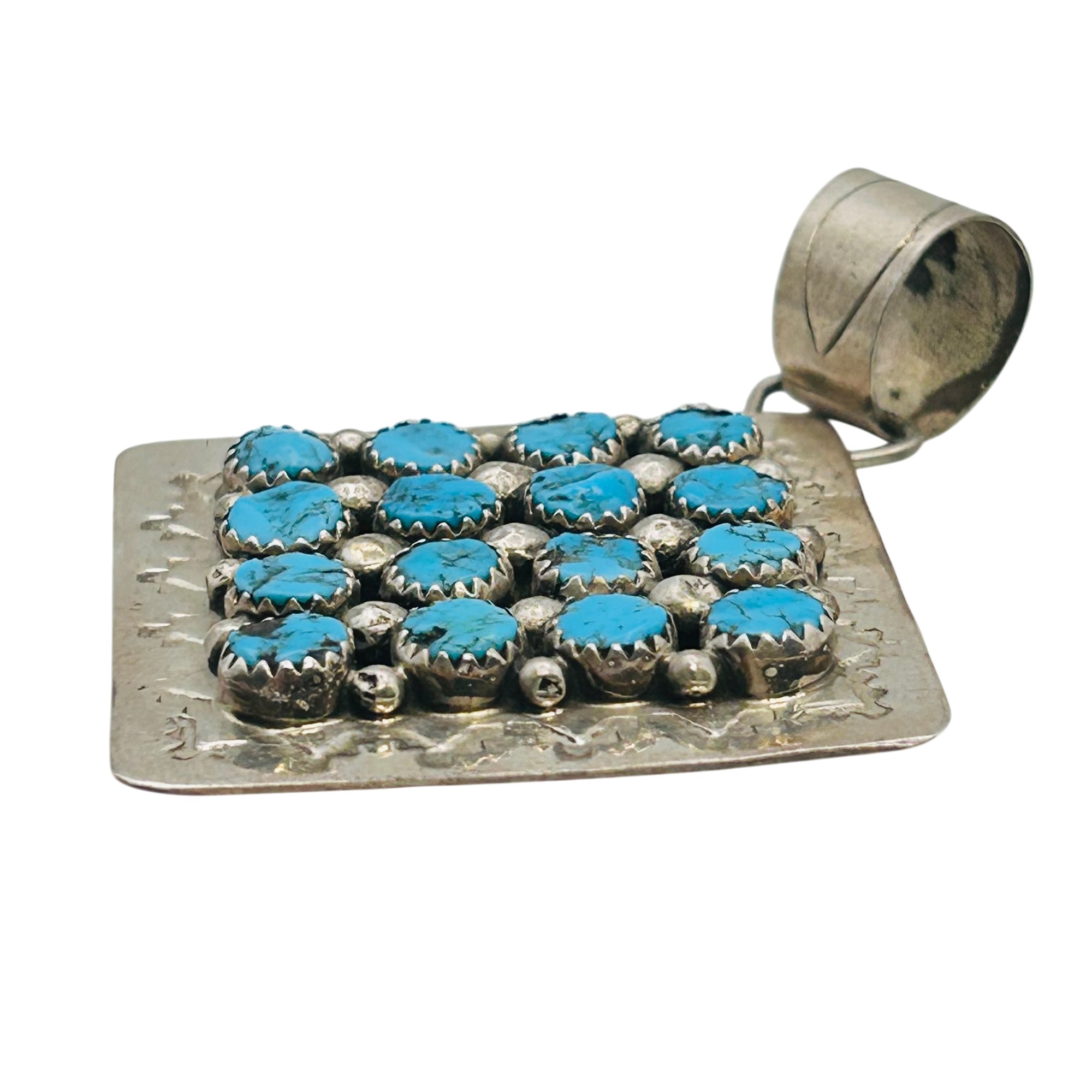 Darlene Begay Navajo Sterling Turquoise Cluster Pendant