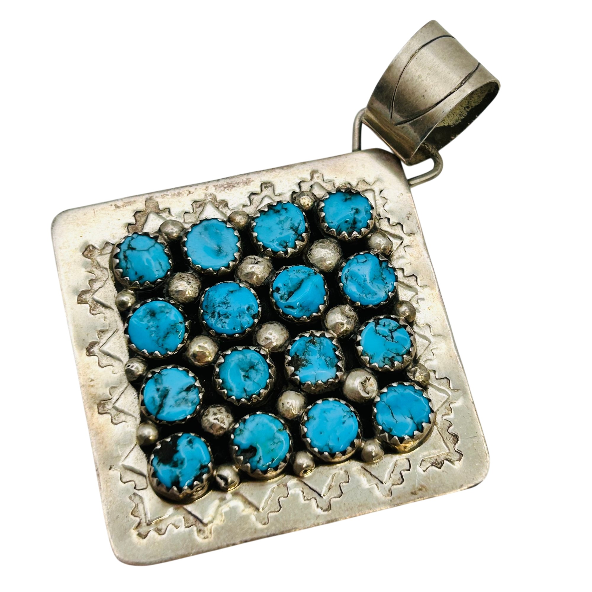 Darlene Begay Navajo Sterling Turquoise Cluster Pendant