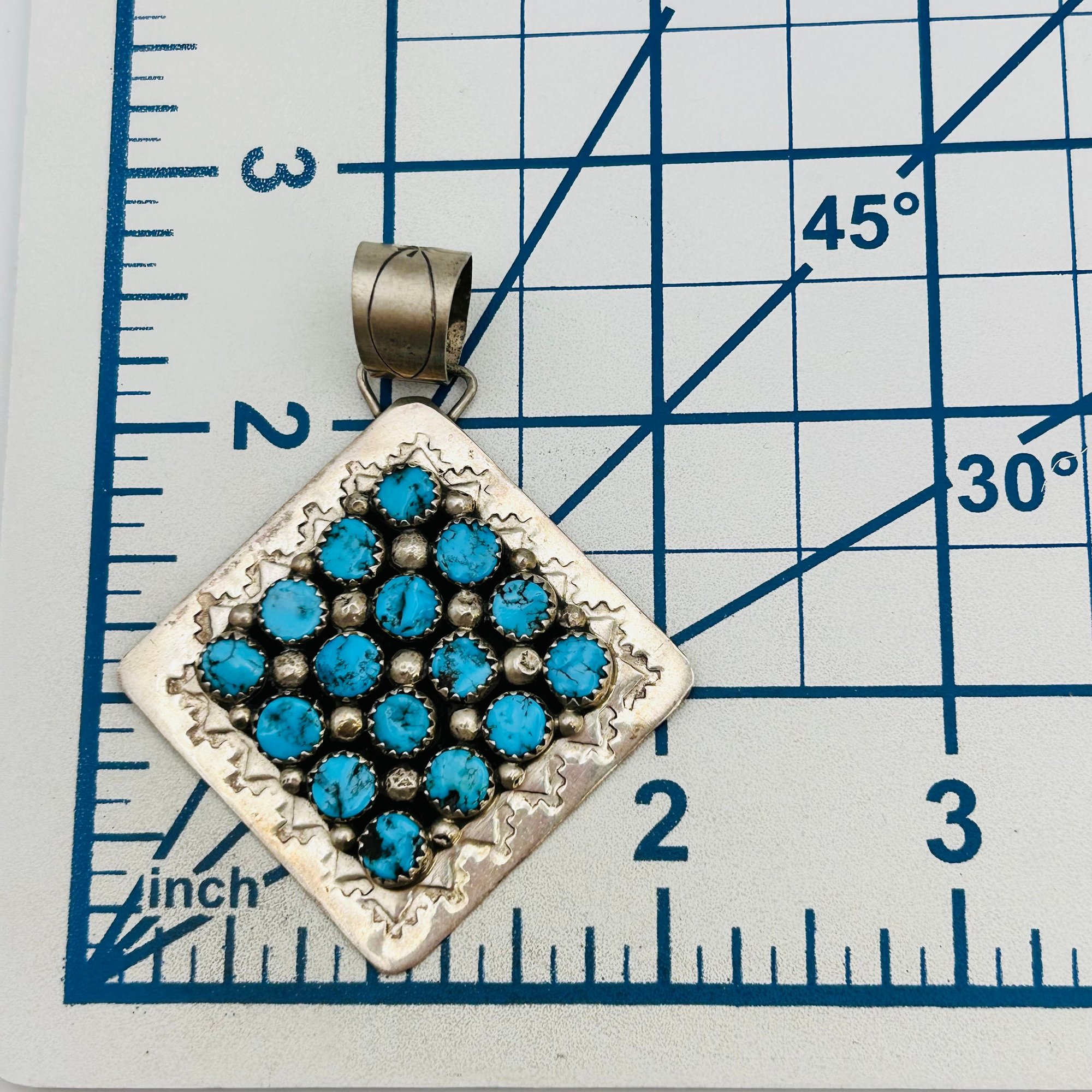 Darlene Begay Navajo Sterling Turquoise Cluster Pendant