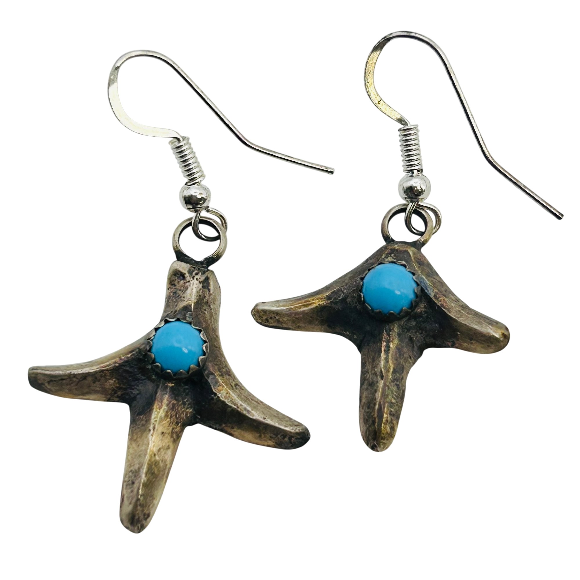 Tony Yazzie Navajo Sterling Kingman Turquoise Earrings