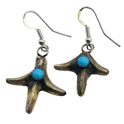Tony Yazzie Navajo Sterling Kingman Turquoise Earrings 9.7g