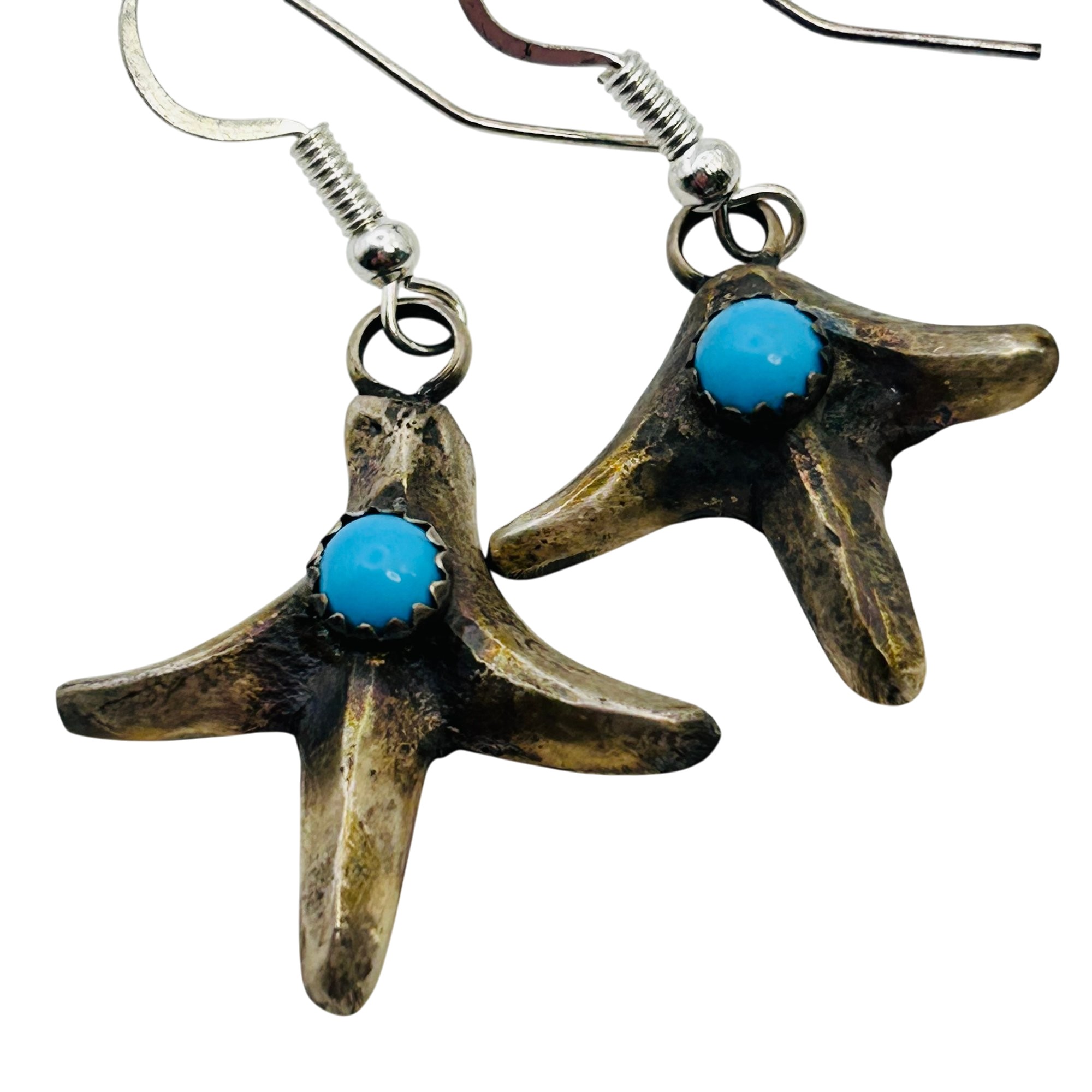 Tony Yazzie Navajo Sterling Kingman Turquoise Earrings