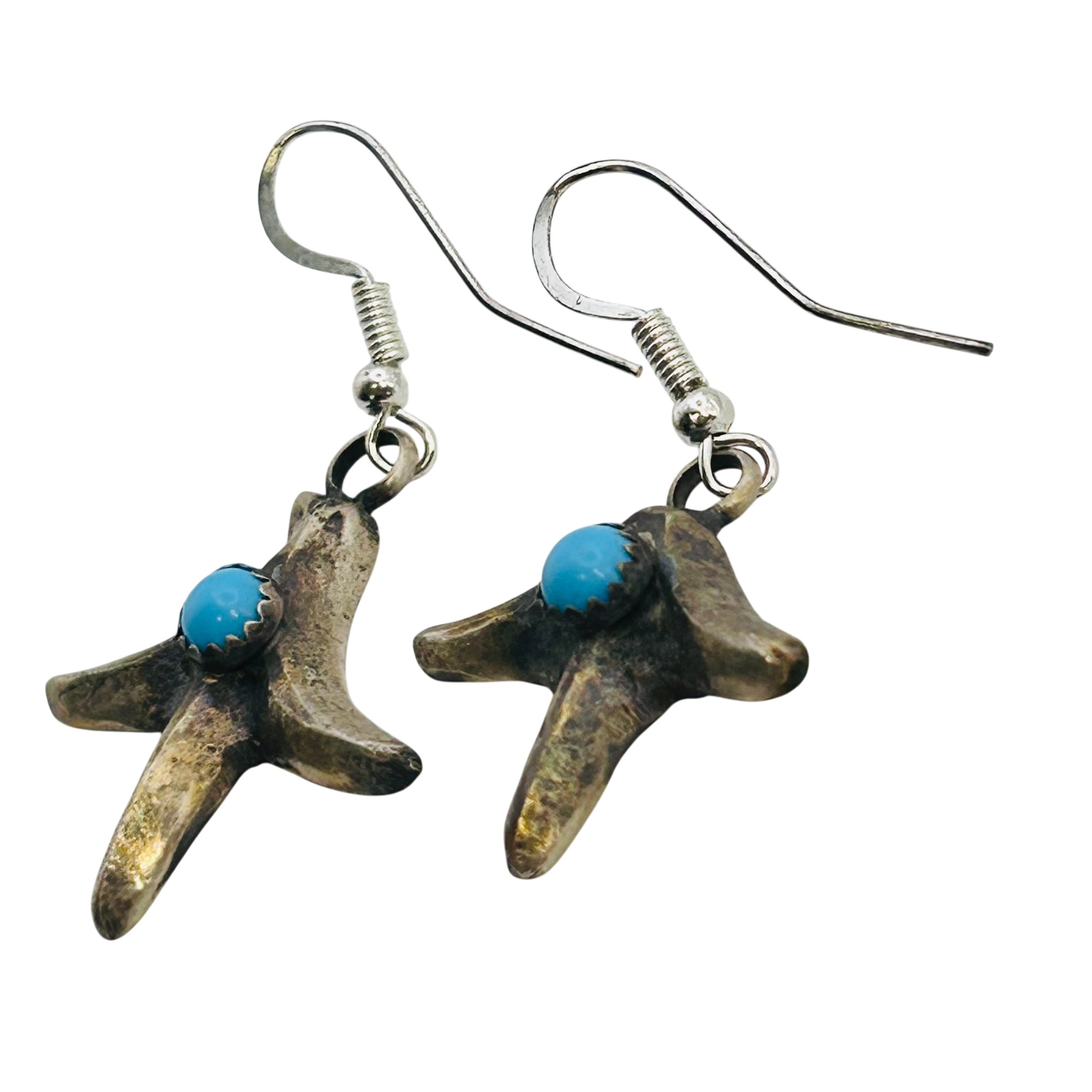 Tony Yazzie Navajo Sterling Kingman Turquoise Earrings