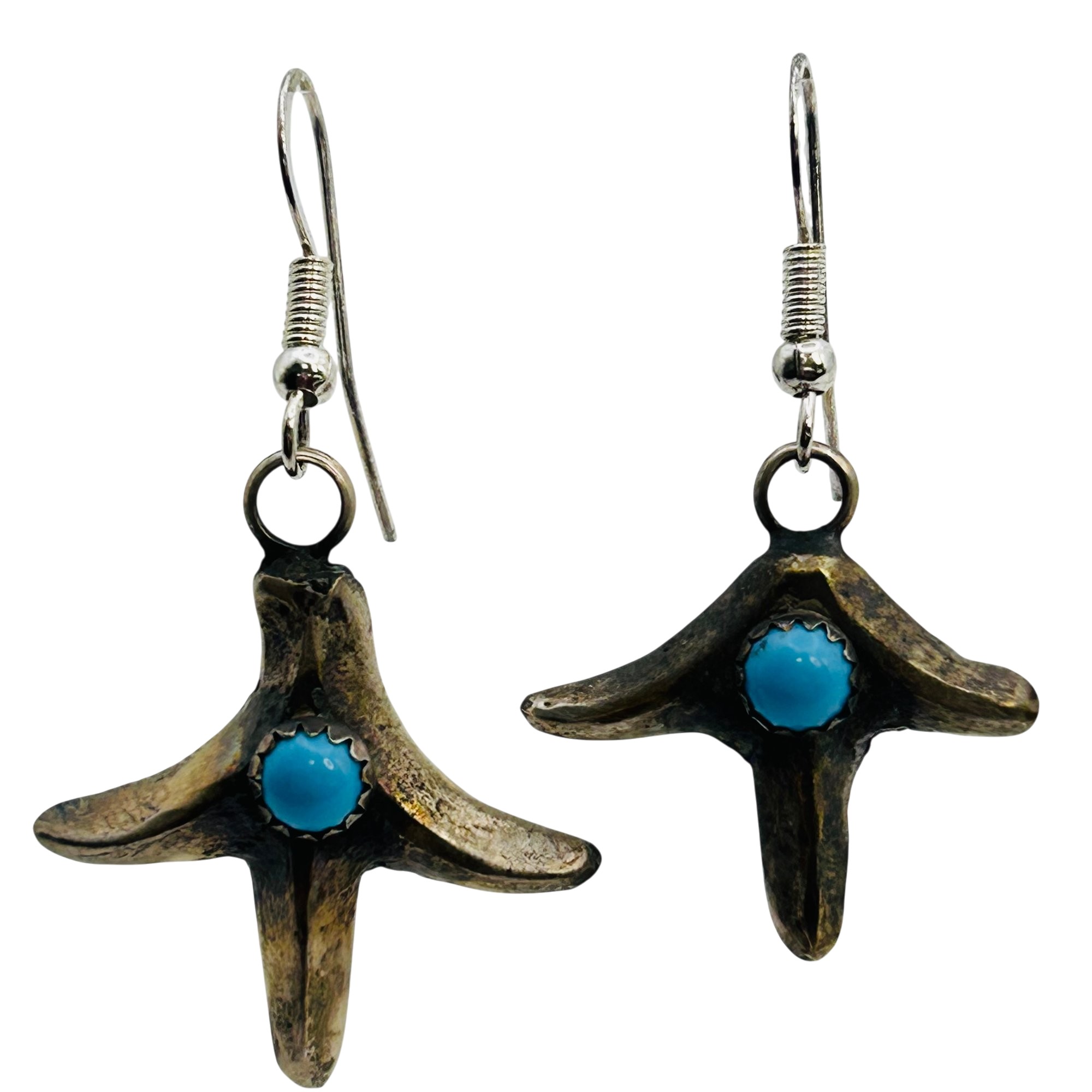 Tony Yazzie Navajo Sterling Kingman Turquoise Earrings