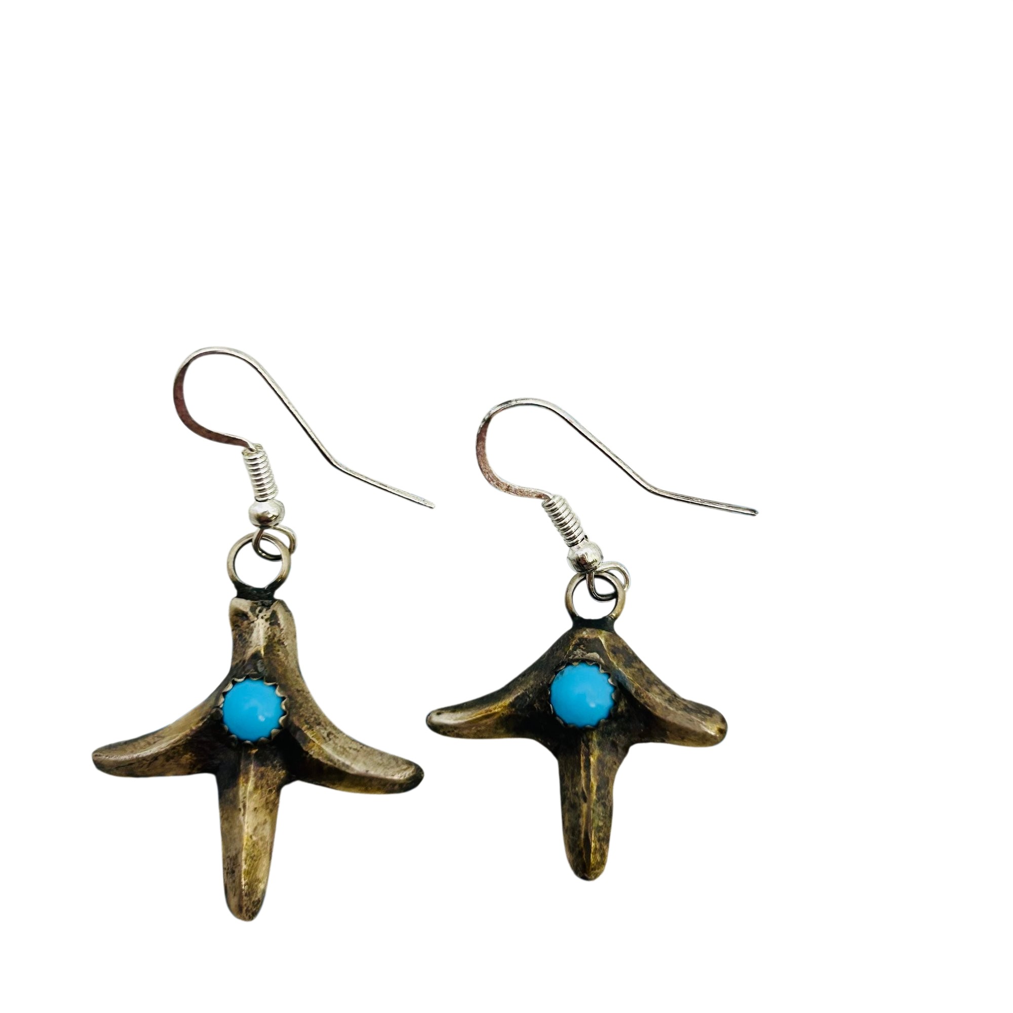 Tony Yazzie Navajo Sterling Kingman Turquoise Earrings