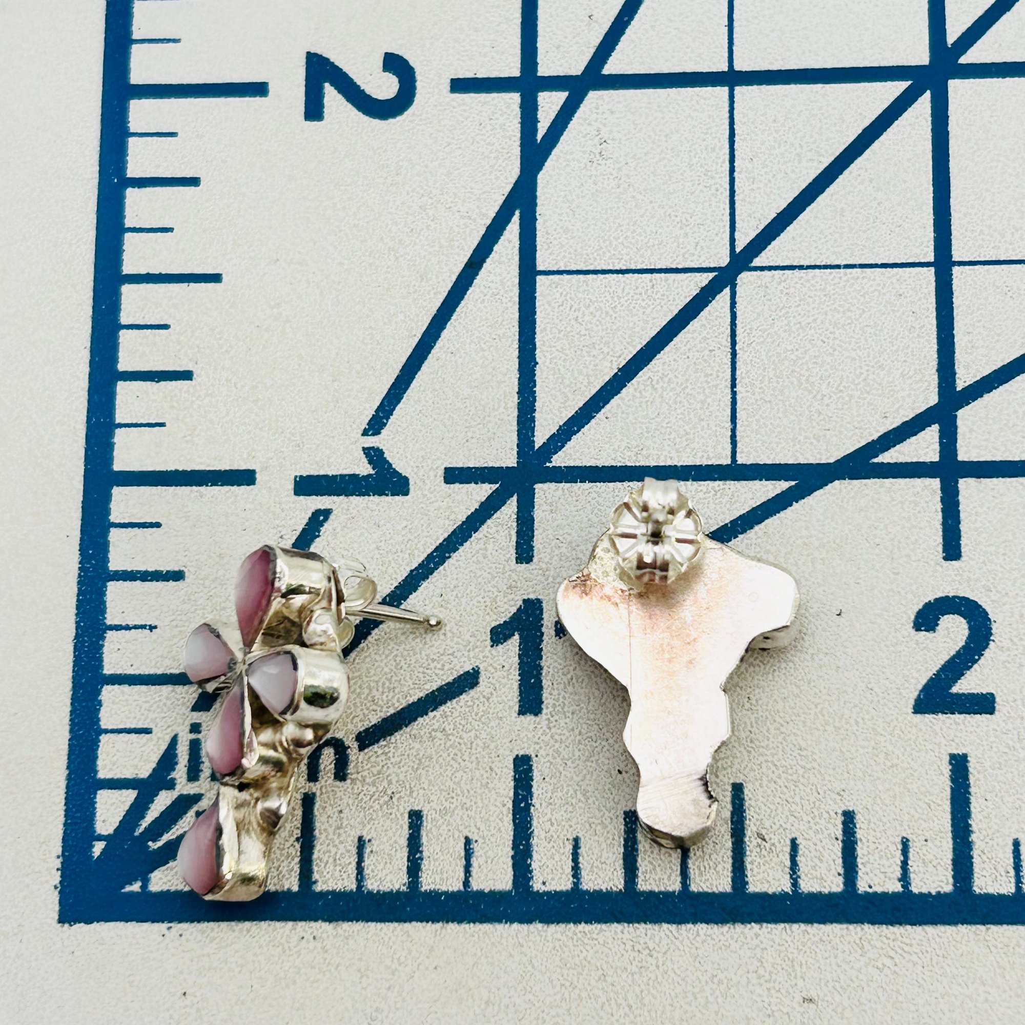 Pino Yunie Zuni Sterling Pink Shell Cross Earrings