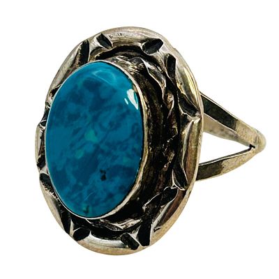 Rob Martinez Navajo Sterling Kingman Turquoise Ring SZ.10 | 6.3 grams