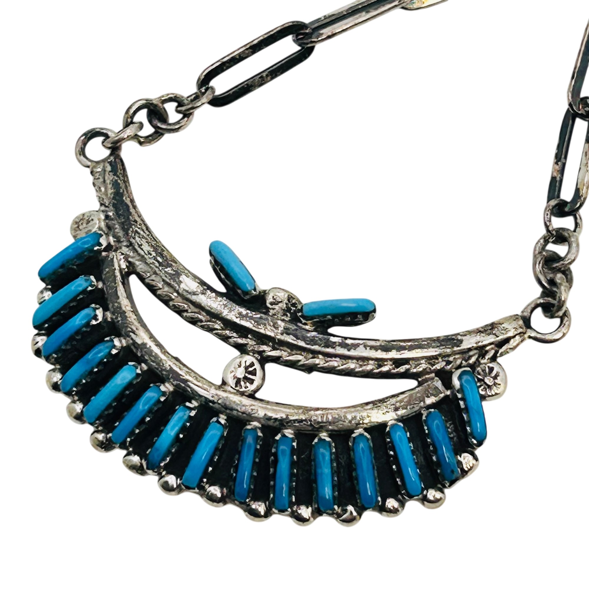 Southwestern Sterling Kingman Turquoise Necklace