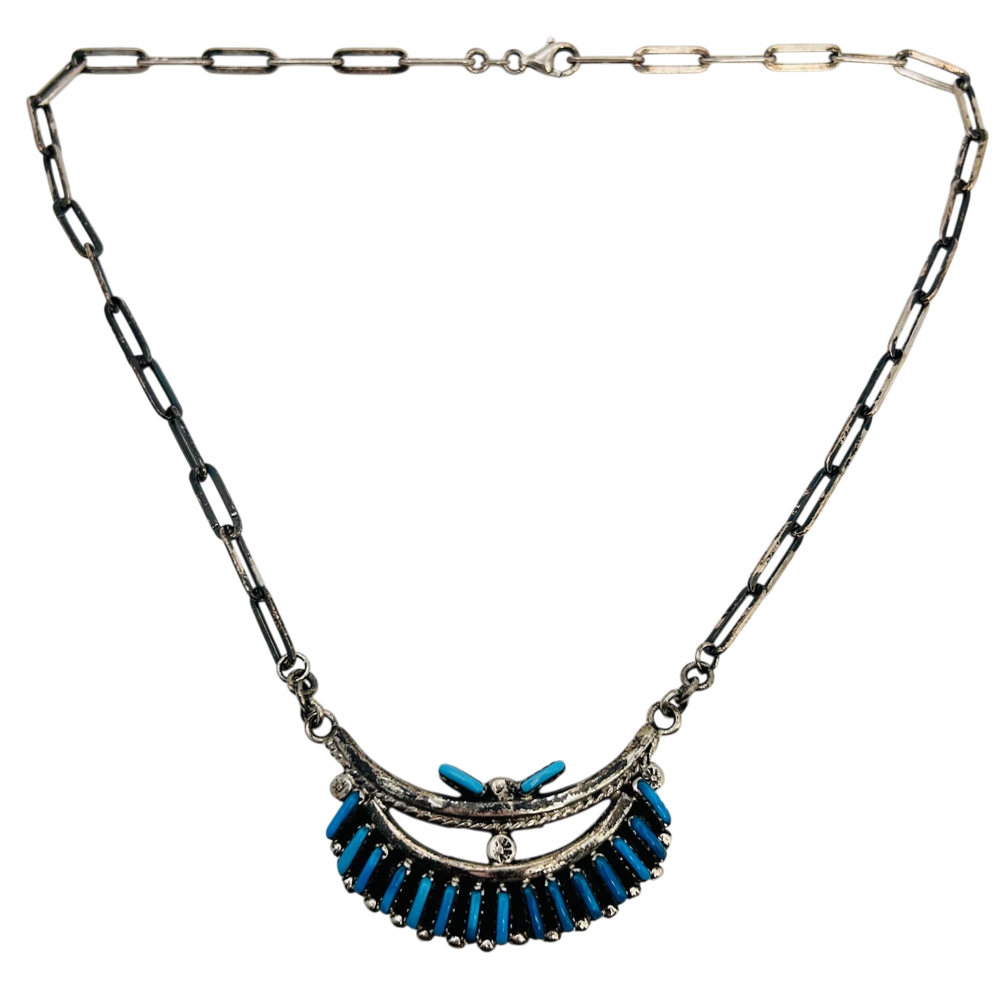 Southwestern Sterling Kingman Turquoise Necklace