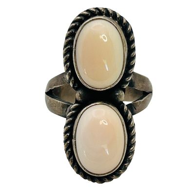 Marie Tsosie Navajo Sterling Pink Conch Ring Sz8. Marie Tsosie Navajo Sterling Pink Conch 2 