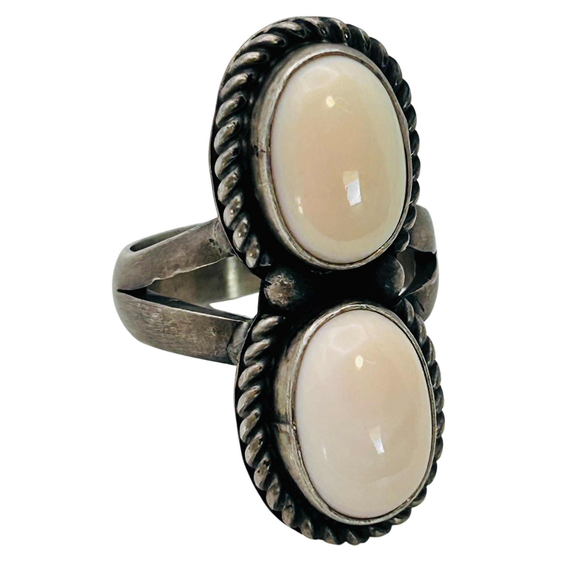 Marie Tsosie Navajo Sterling Pink Conch Ring Sz8