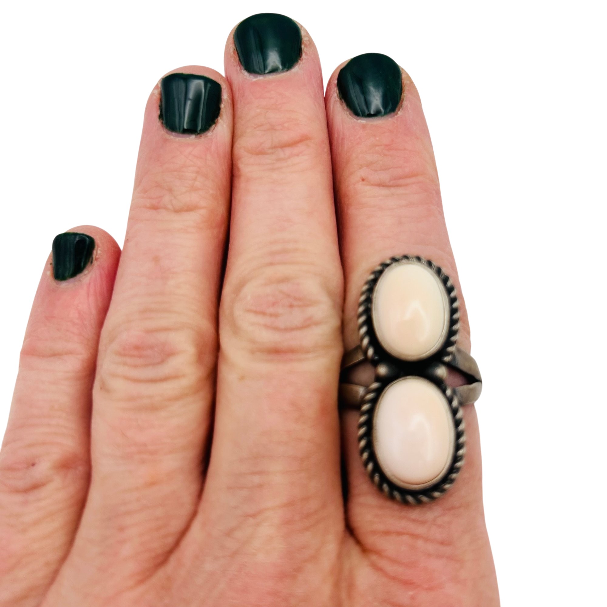 Marie Tsosie Navajo Sterling Pink Conch Ring Sz8