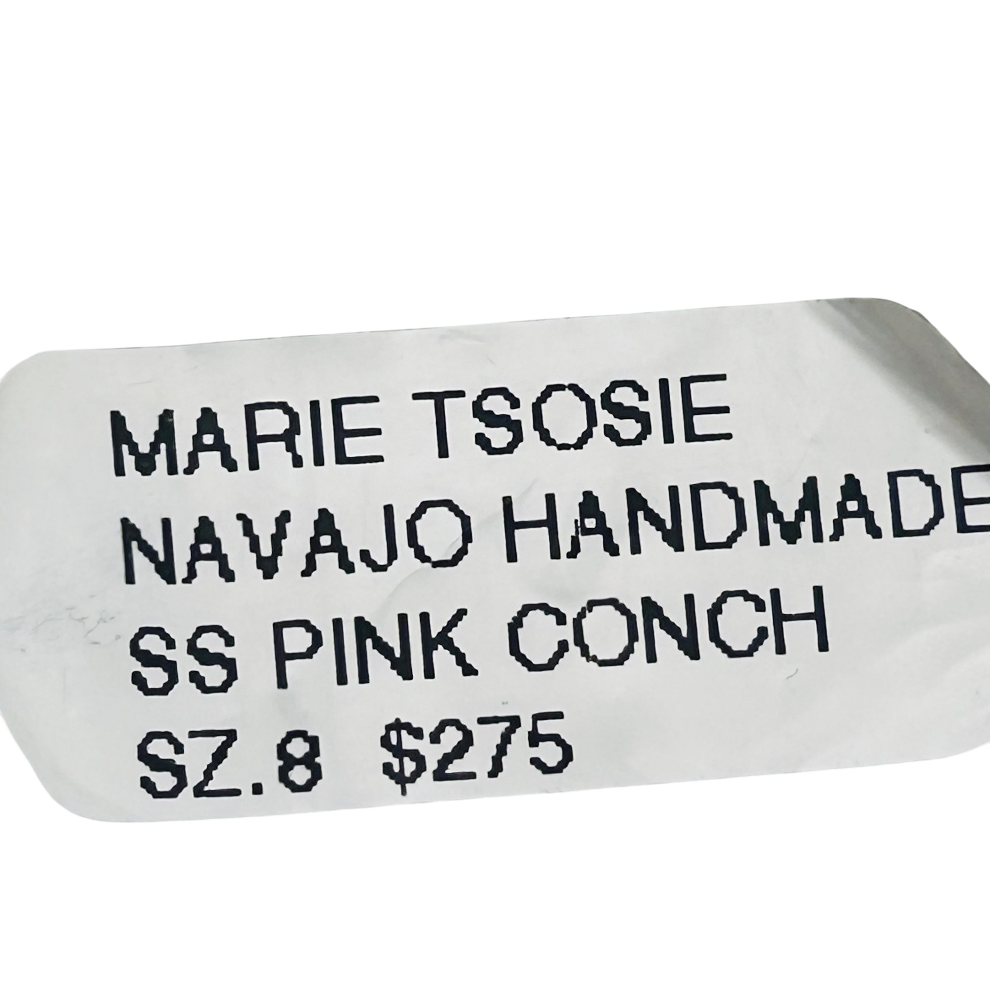 Marie Tsosie Navajo Sterling Pink Conch Ring Sz8