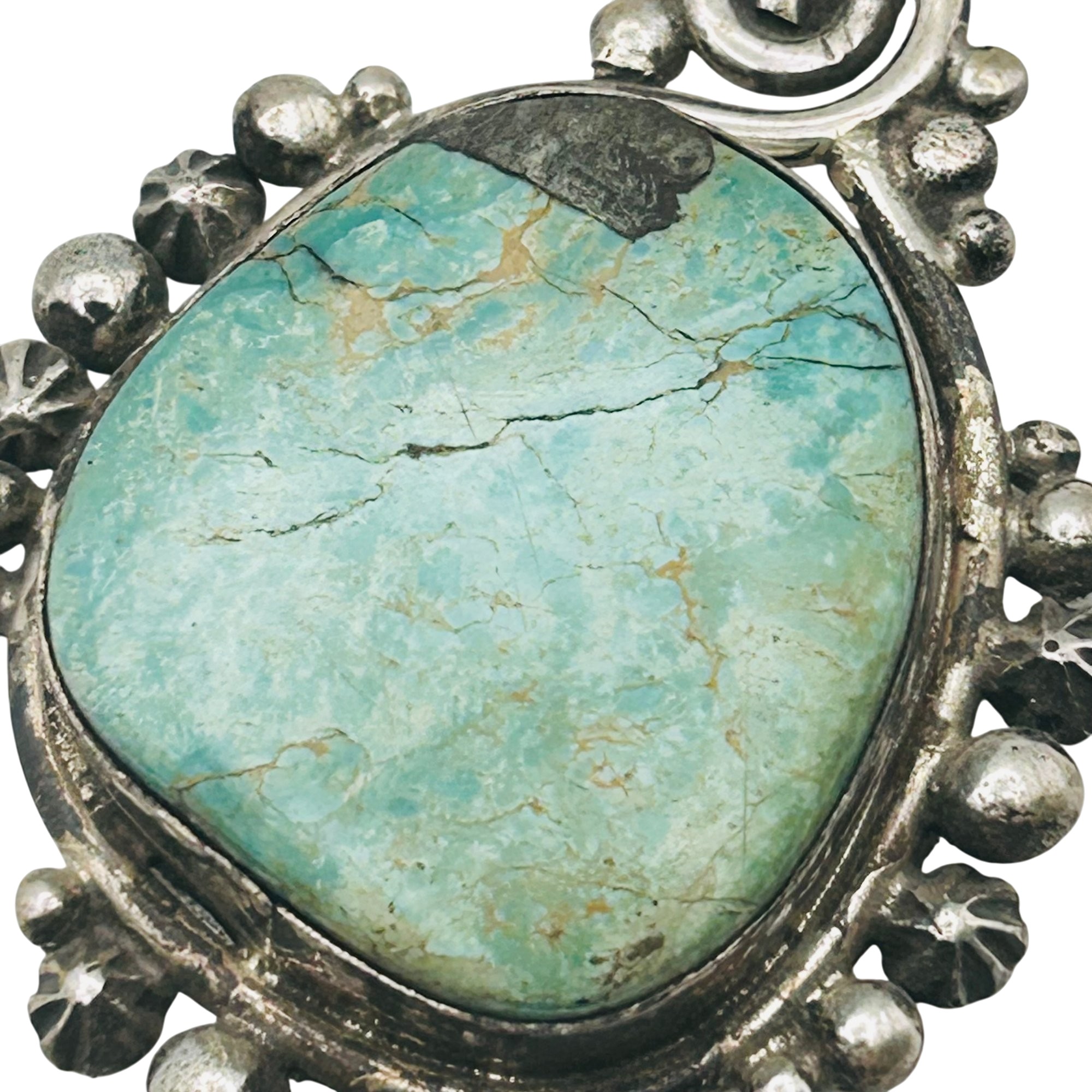 Scott Skeets Navajo Sterling Kingman Turquoise Pendant