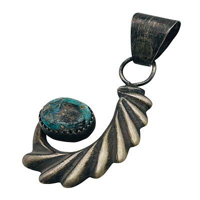 Aidan Kee Navajo Sterling Pilot Mt Turquoise Pendant. Aidan Kee Navajo Sterling Pilot Mountain 