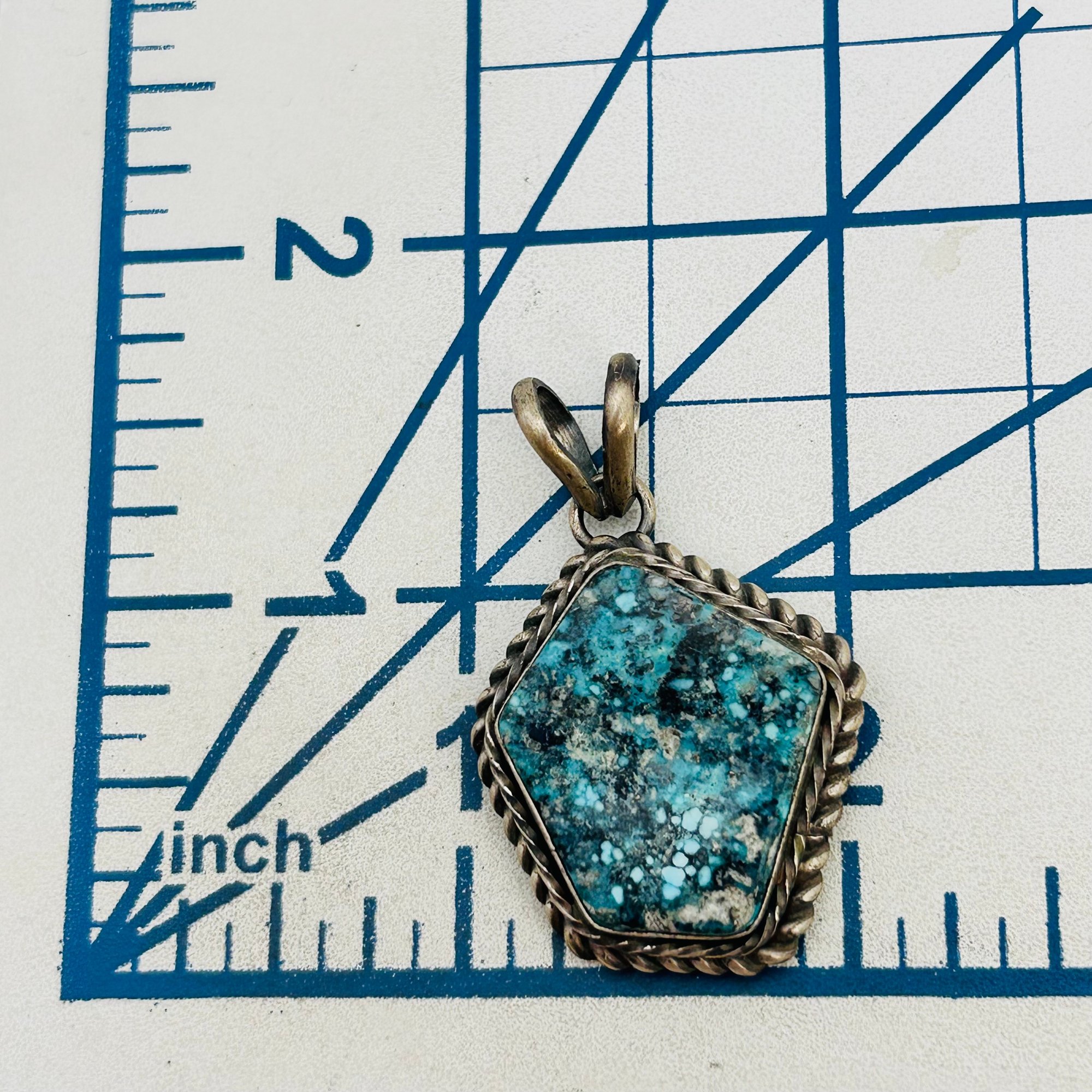 Eli Skeets Navajo Sterling Sonoran Turquoise Pendant
