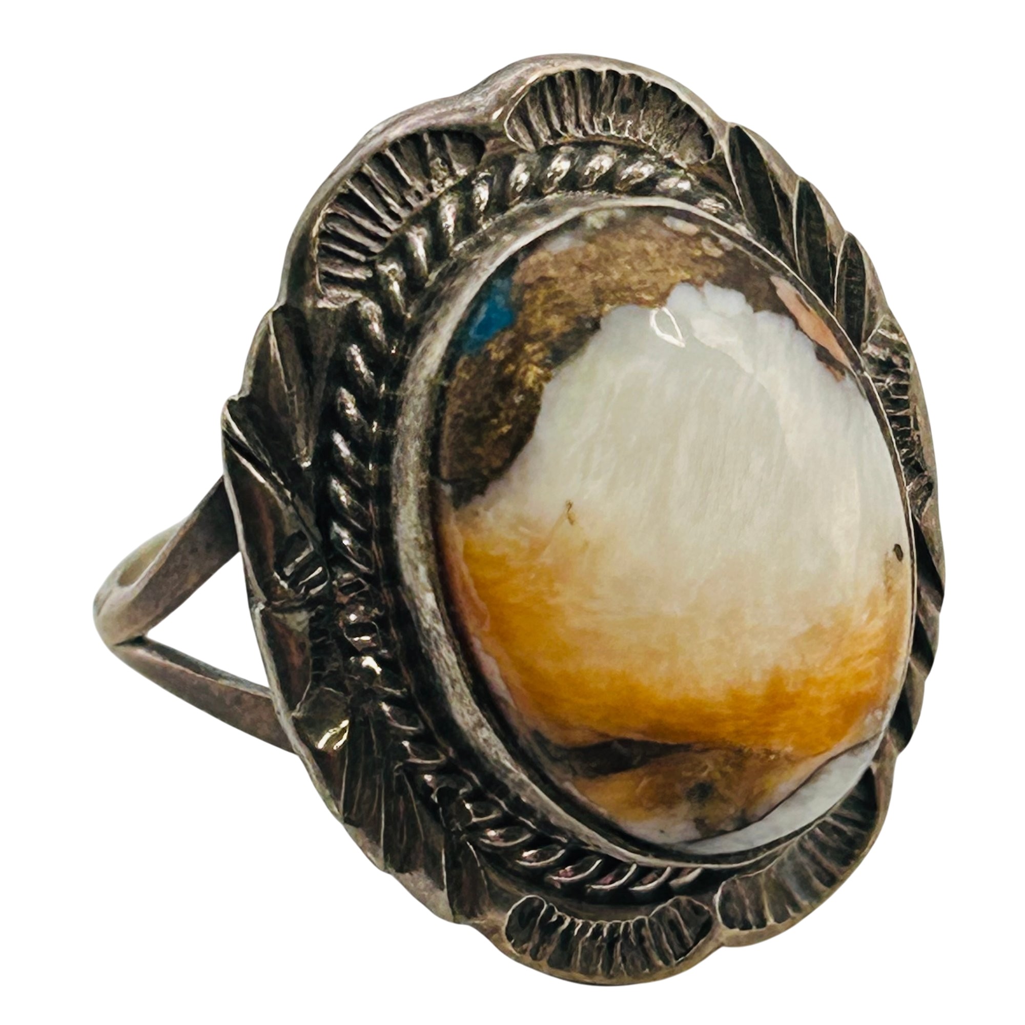 Frank Yazzie Navajo Sterling Compressed Stone Ring Sz 9