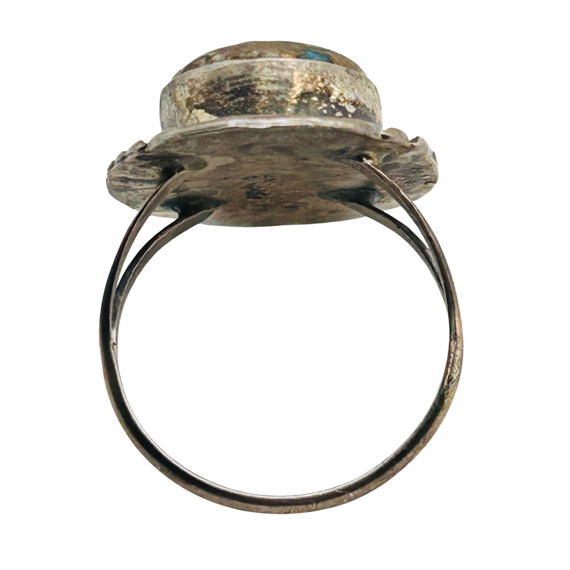 Frank Yazzie Navajo Sterling Compressed Stone Ring Sz 9
