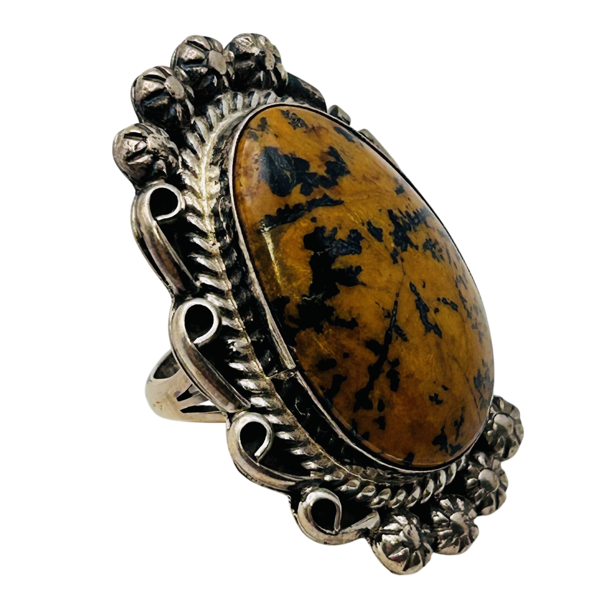 SF Begay Navajo Sterling Jasper Ring Sz 8