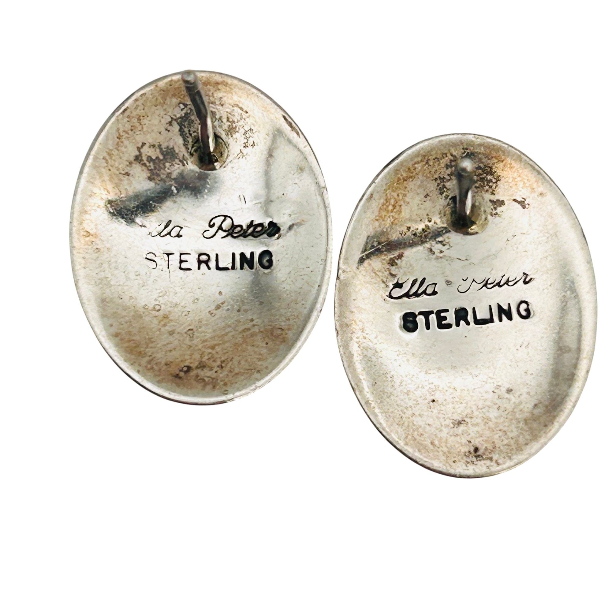 Ella Peters Navajo Sterling Multi Gem Oval Earrings