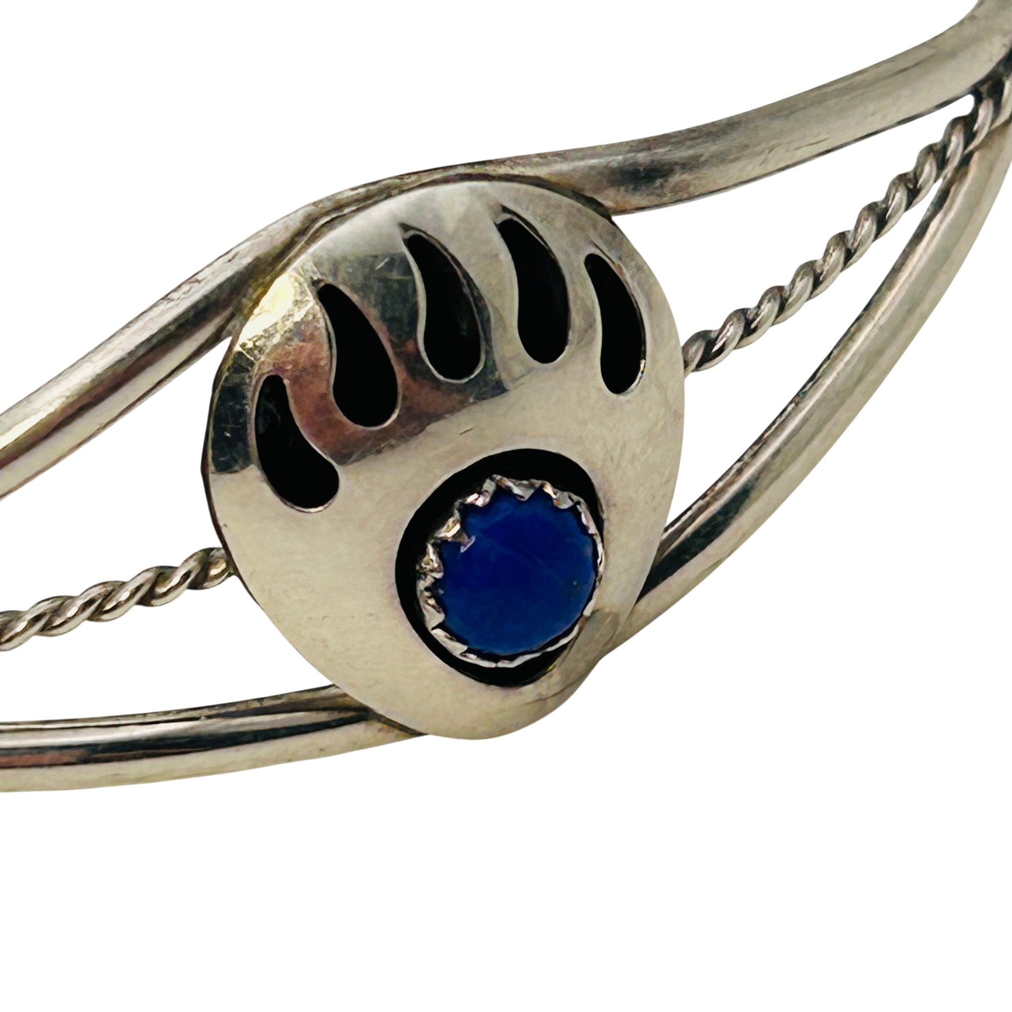 Navajo Sterling Lapis Lazuli Bear Claw Cuff