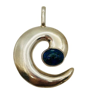 Signed Navajo Azurite Swirl Pendant. Signed LM Navajo Azurite Swirl Pendant | 10.8g